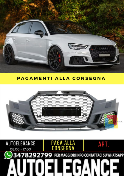 🔥 Paraurti anteriore RS3 Look per Audi A3 (8V) Sportback Facelift (16-19) 🔥
