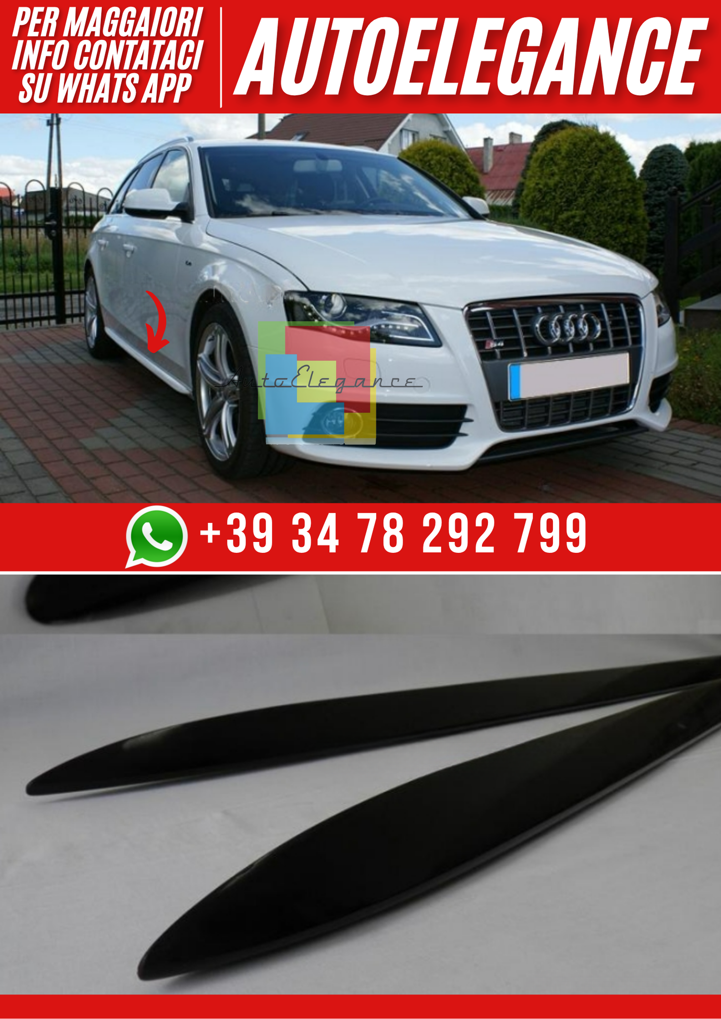 ❤️Minigonne Laterali per Audi A4 B8 Berlina/Avant 2008–2015 – Look S-Line❤️
