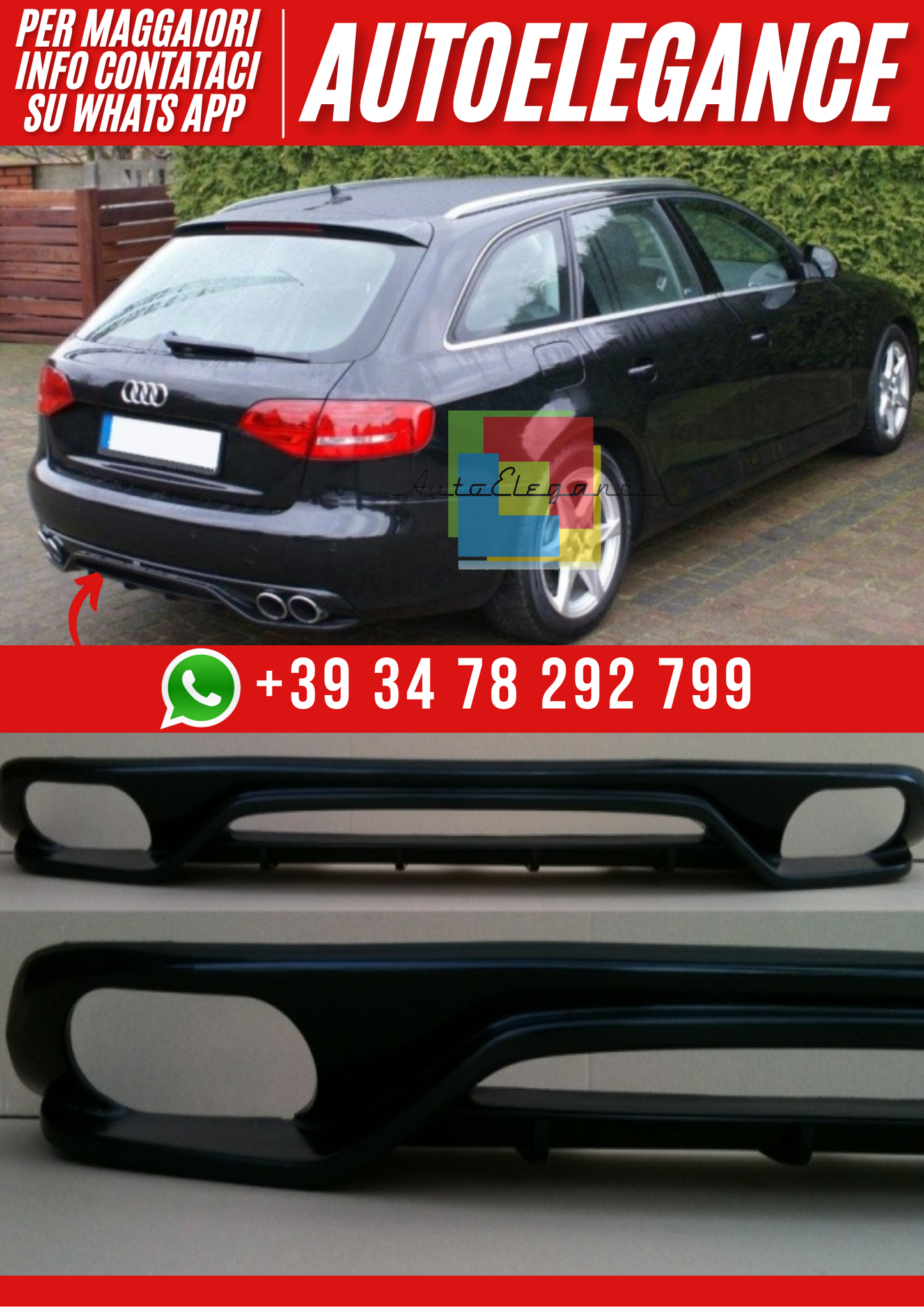 ❤️Diffusore Posteriore per Audi A4 B8 2008–2011 Avant – Design Sportivo❤️
