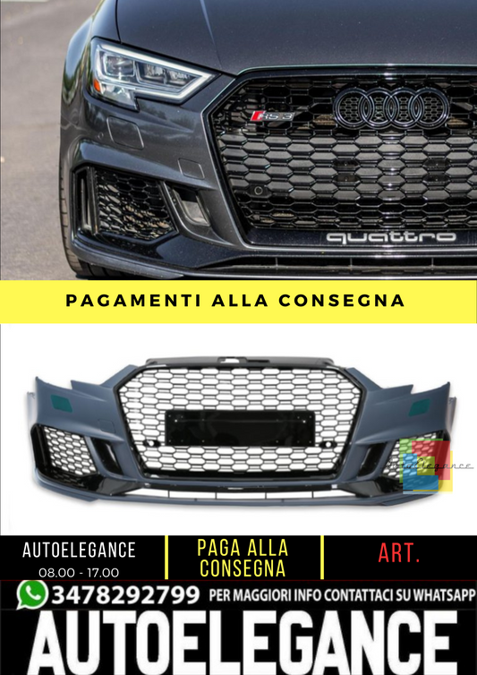 🔥 Paraurti anteriore RS3 Look per Audi A3 (8V) Berlina Facelift (2016-2019) 🔥