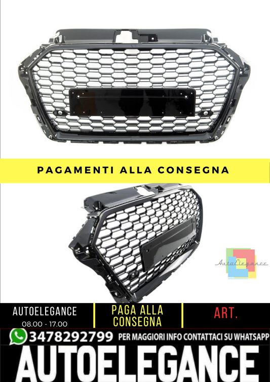 🔥 Griglia anteriore RS3 Look per Audi A3 (8V) Berlina Facelift (2016-2019) 🔥