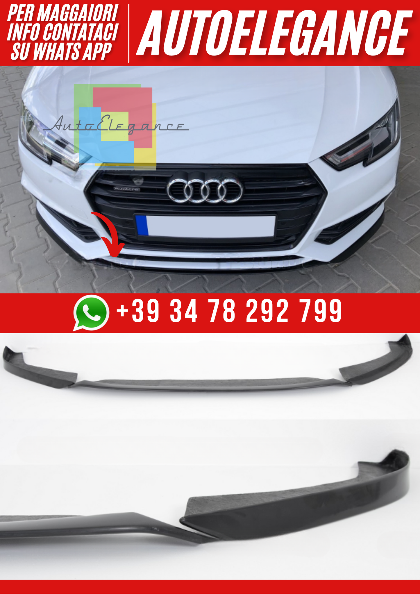 ❤️Splitter Anteriore 3 Pezzi per Audi A4 B9 S-Line 2015–2019 – Look Sportivo❤️