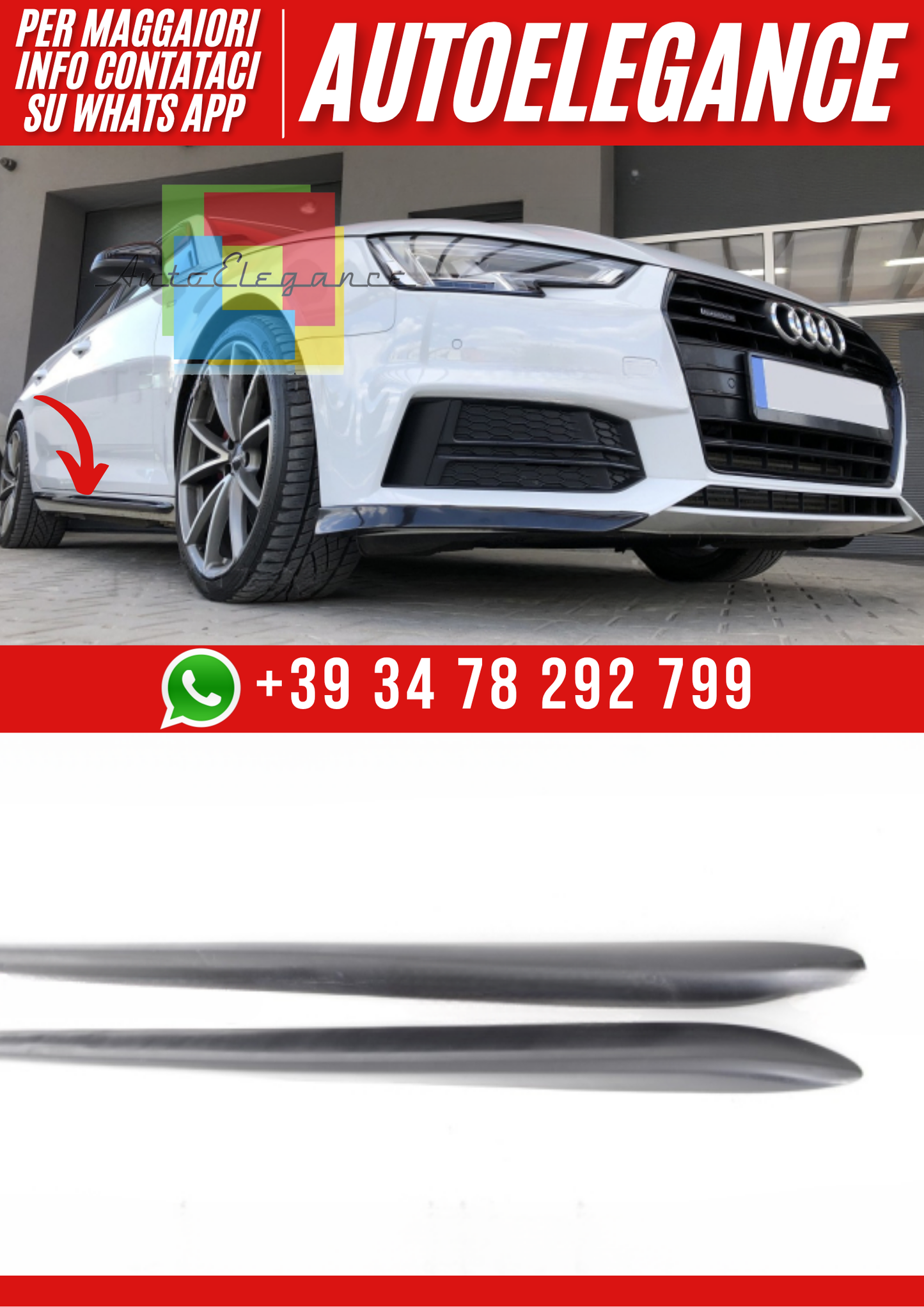 ❤️Minigonne Laterali Sottoporta per Audi A4 B9 S-Line 2015–2019 – Look Sportiv❤️