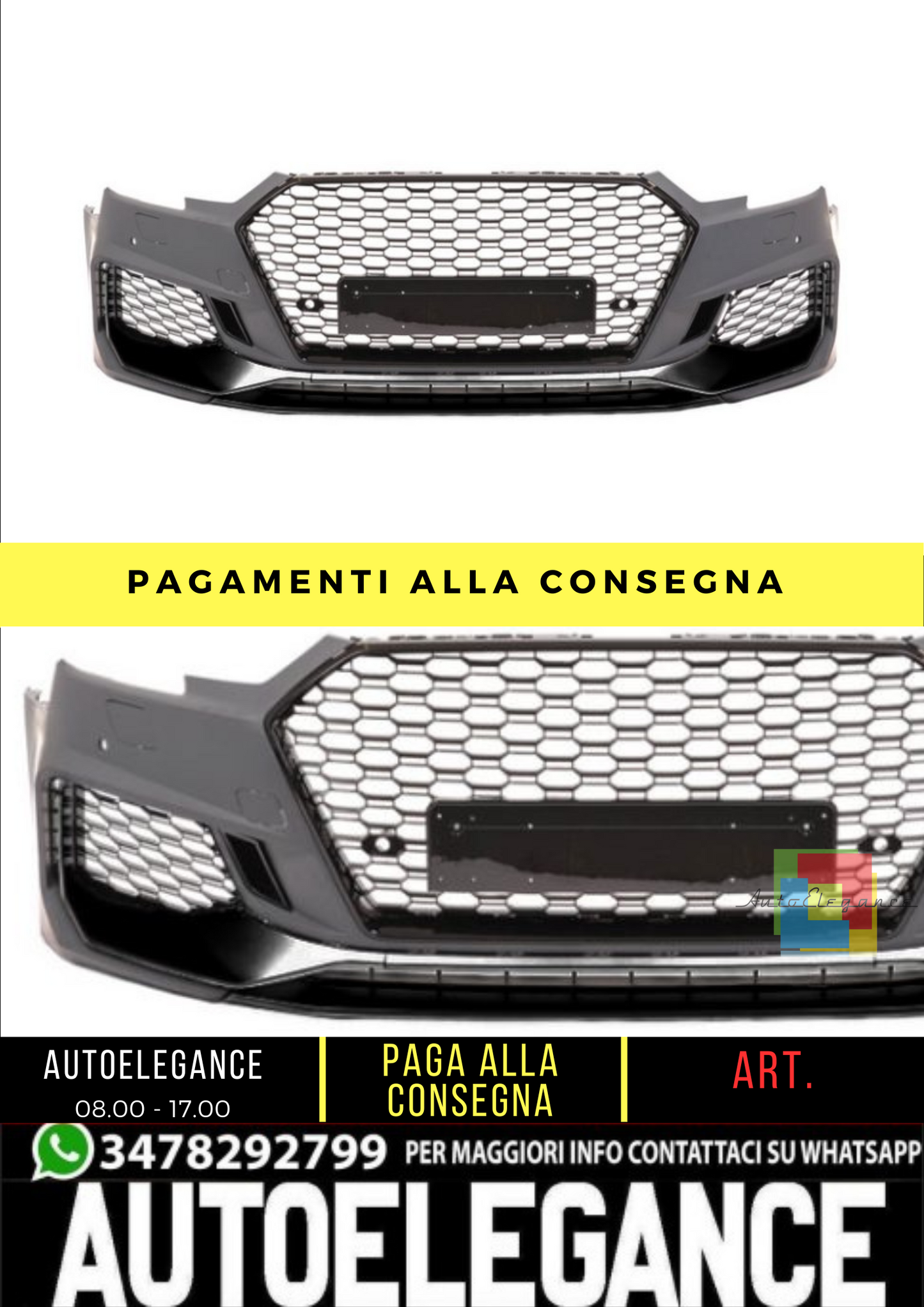 🔥 Paraurti anteriore RS4 Look per Audi A4 B9 (8W) Berlina Avant (2015-2019) 🔥