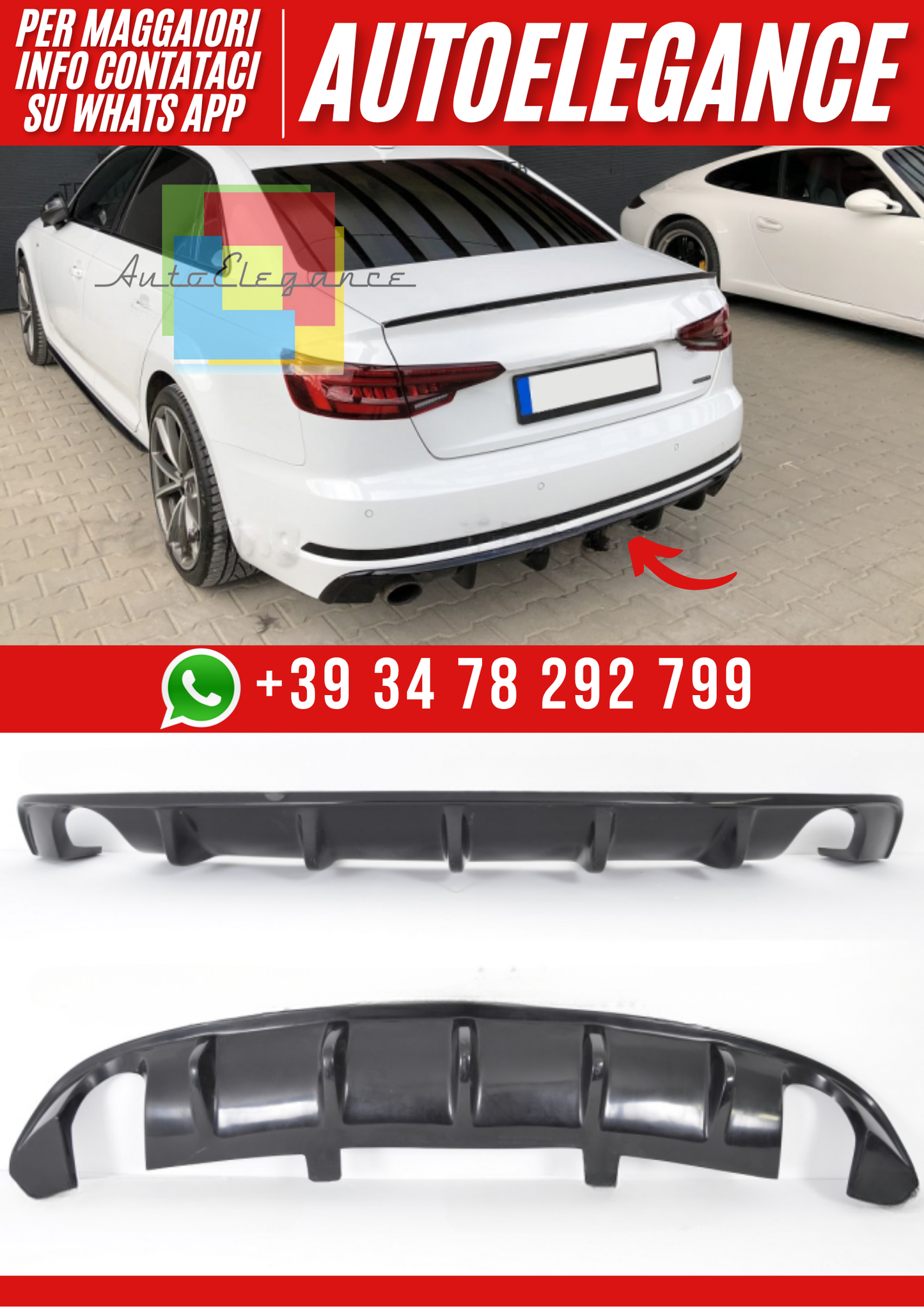 ❤️Diffusore Posteriore per Audi A4 B9 S-Line 2015–2019 – Look Sportivo❤️