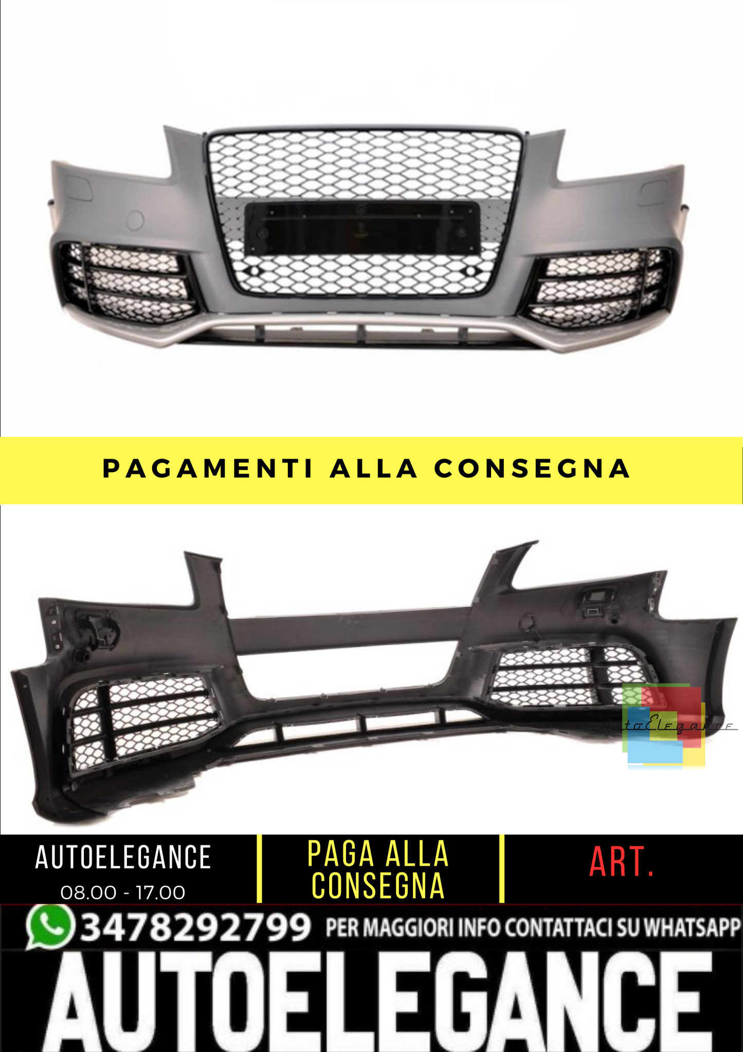 🔥 Paraurti anteriore RS5 Look per Audi A5 (8T) Coupe Cabrio Sportback 07-12 🔥