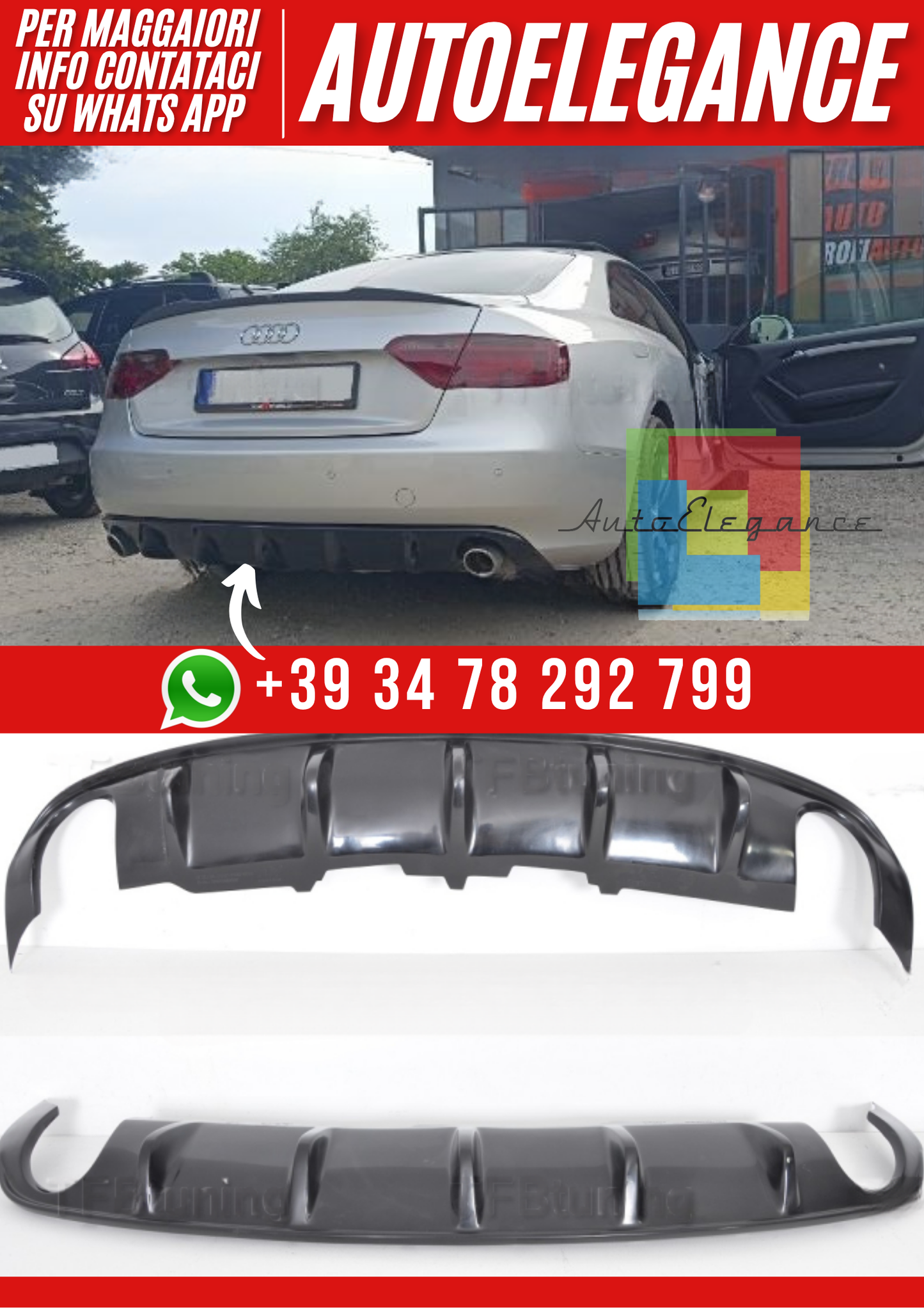 💕Diffusore Posteriore per Audi A5 Cabrio 8F 2007–2011   Versio 7💕