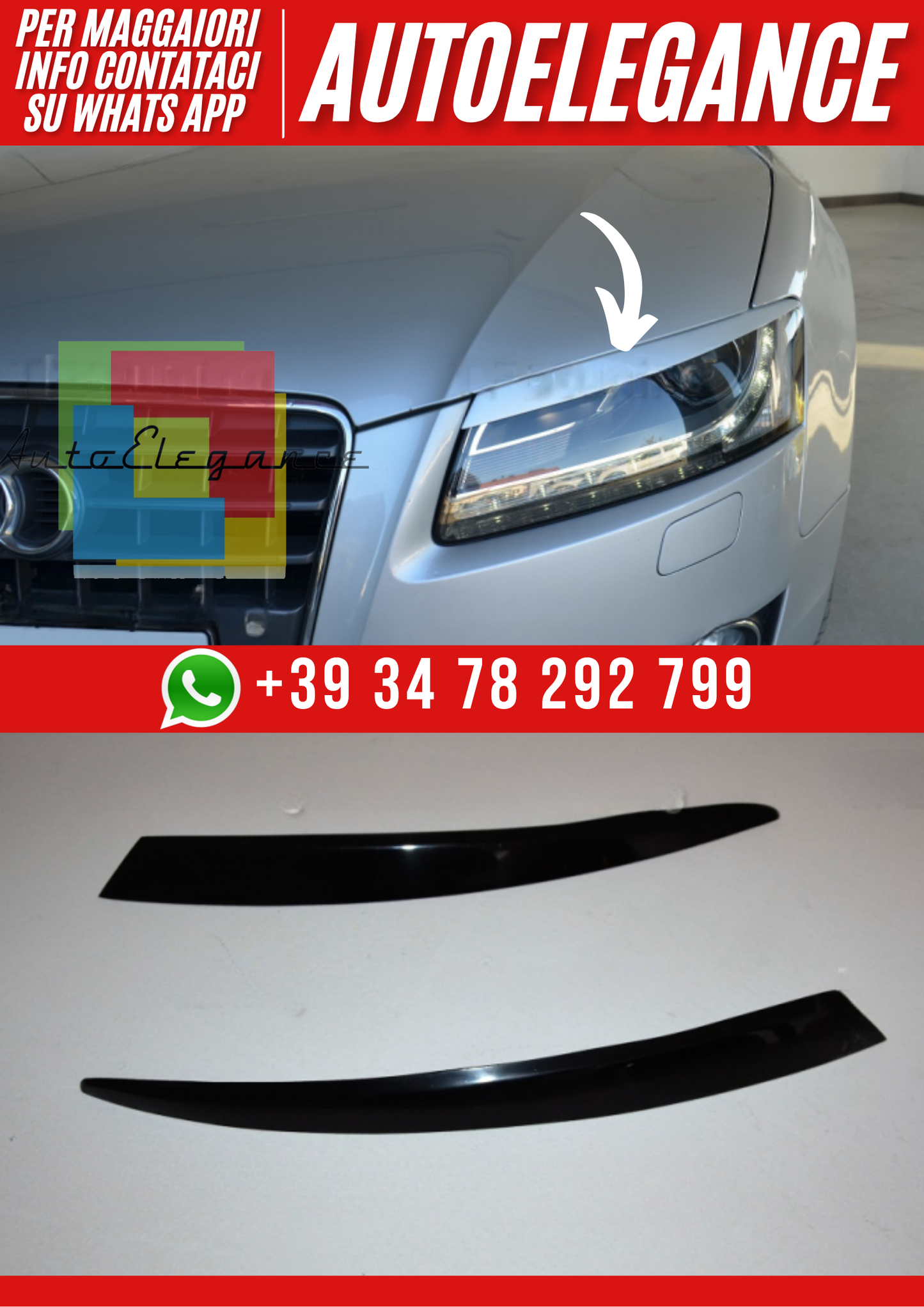 💕Palpebre Fari Anteriori per Audi A5 Cabrio 8T 2007–2011 – Look Sportivo💕