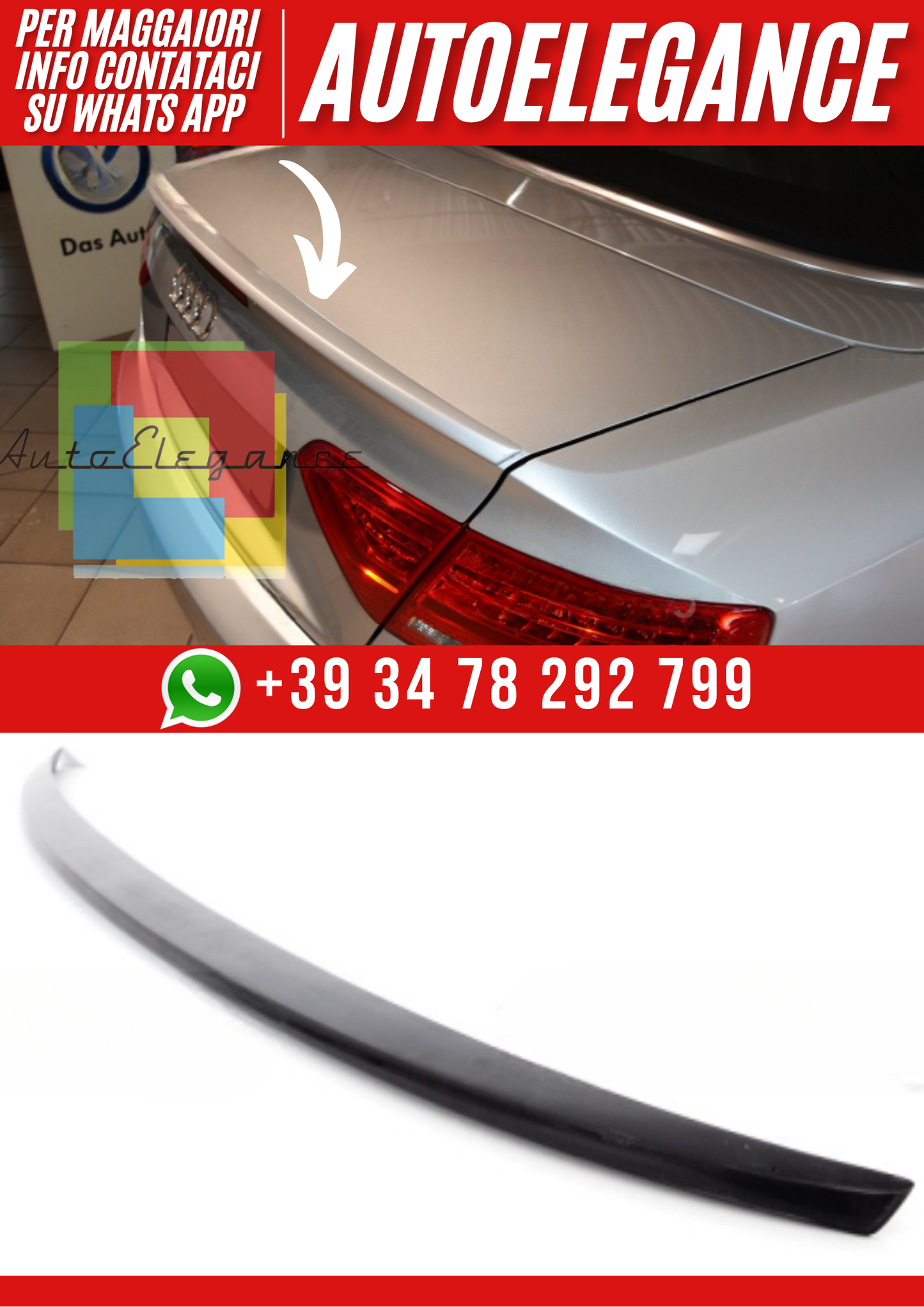 💕Spoiler Posteriore Cofano per Audi A5 Cabrio 8T 2007–2016 – Look Sportivo💕