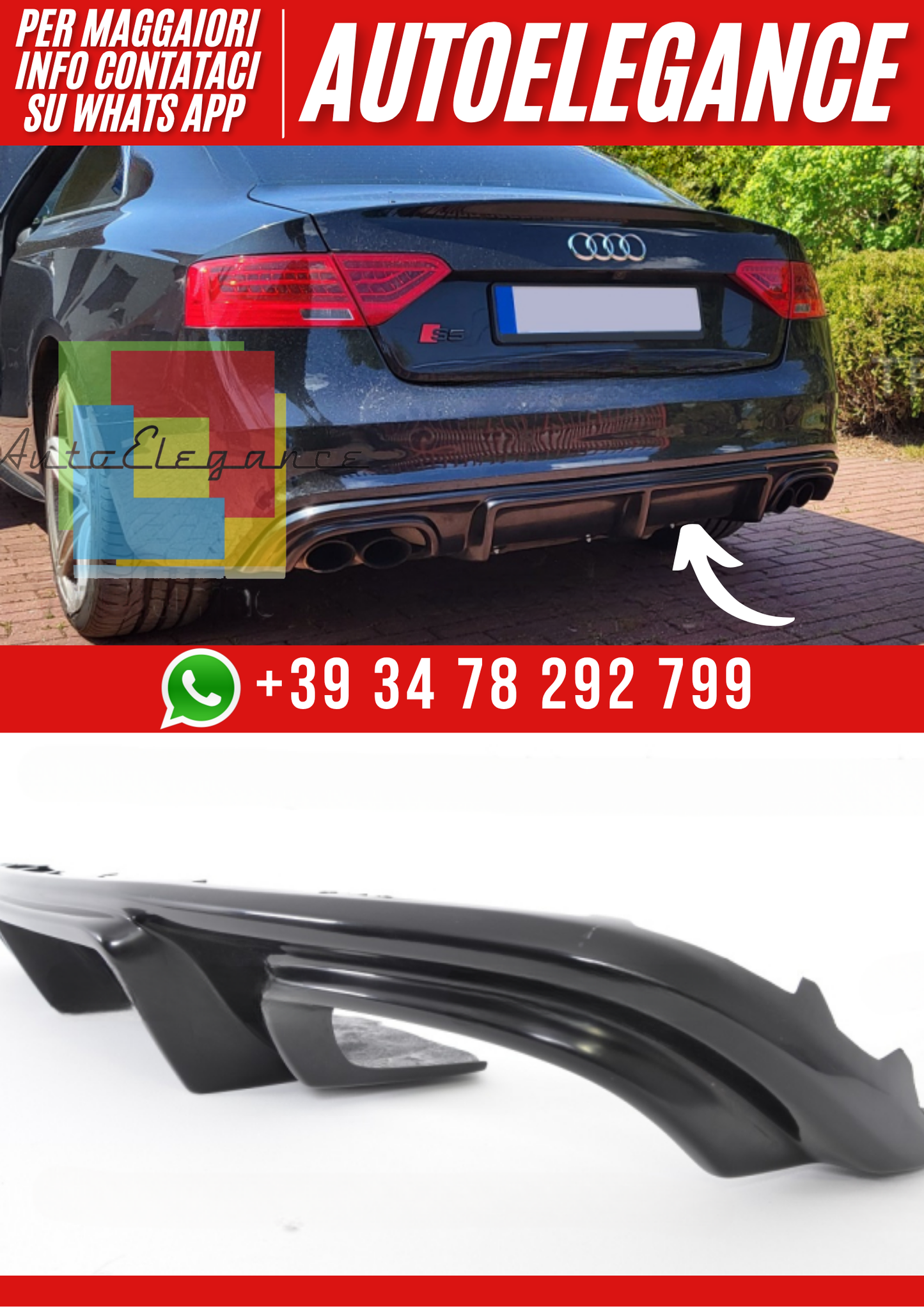 💕Diffusore Paraurti Posteriore Audi A5 8T Coupé 2011–2016 S-Line💕