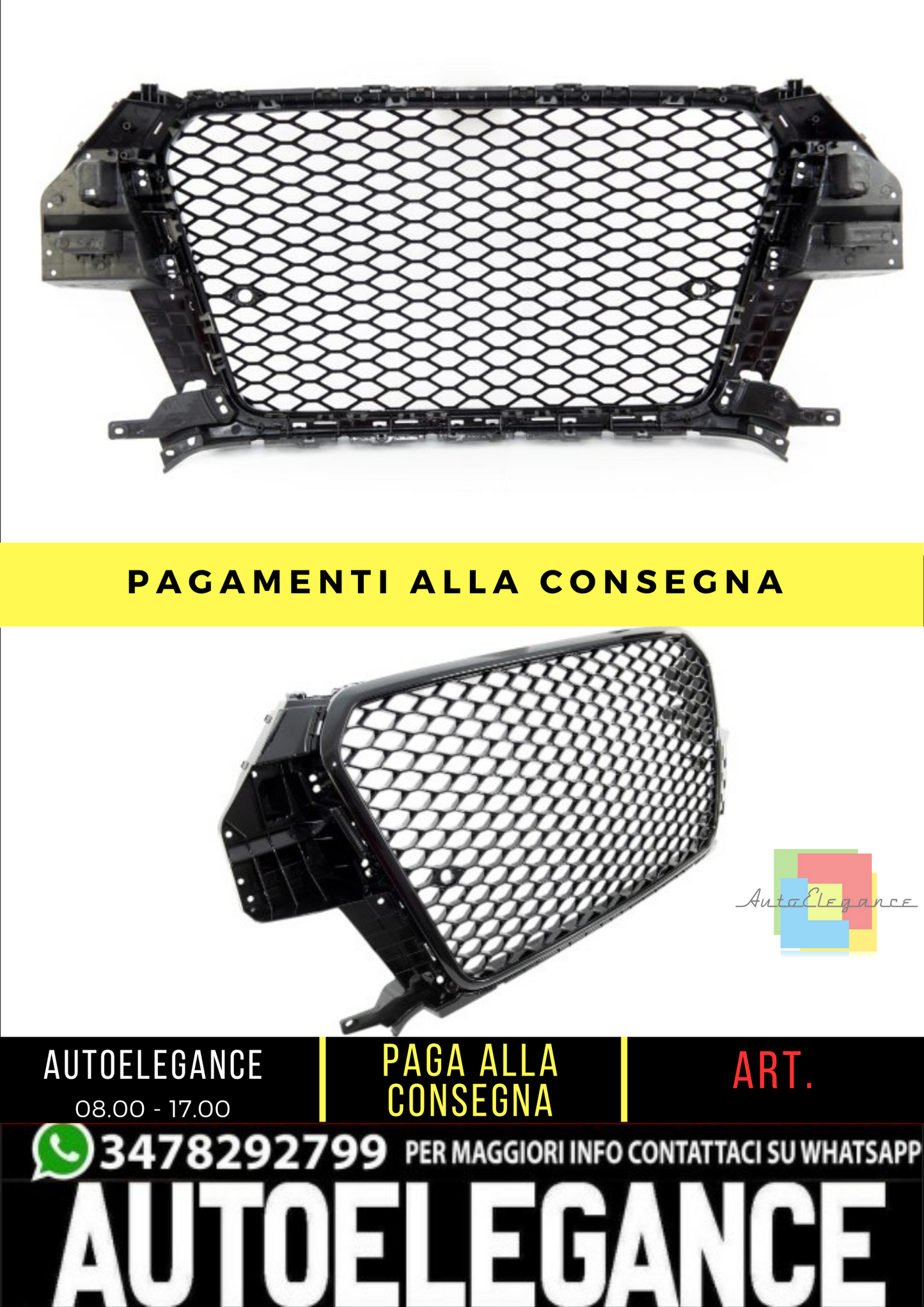 🔥 Griglia Anteriore RS Look per Audi Q3 (8U) (2011-2014) Nero Lucido 🔥