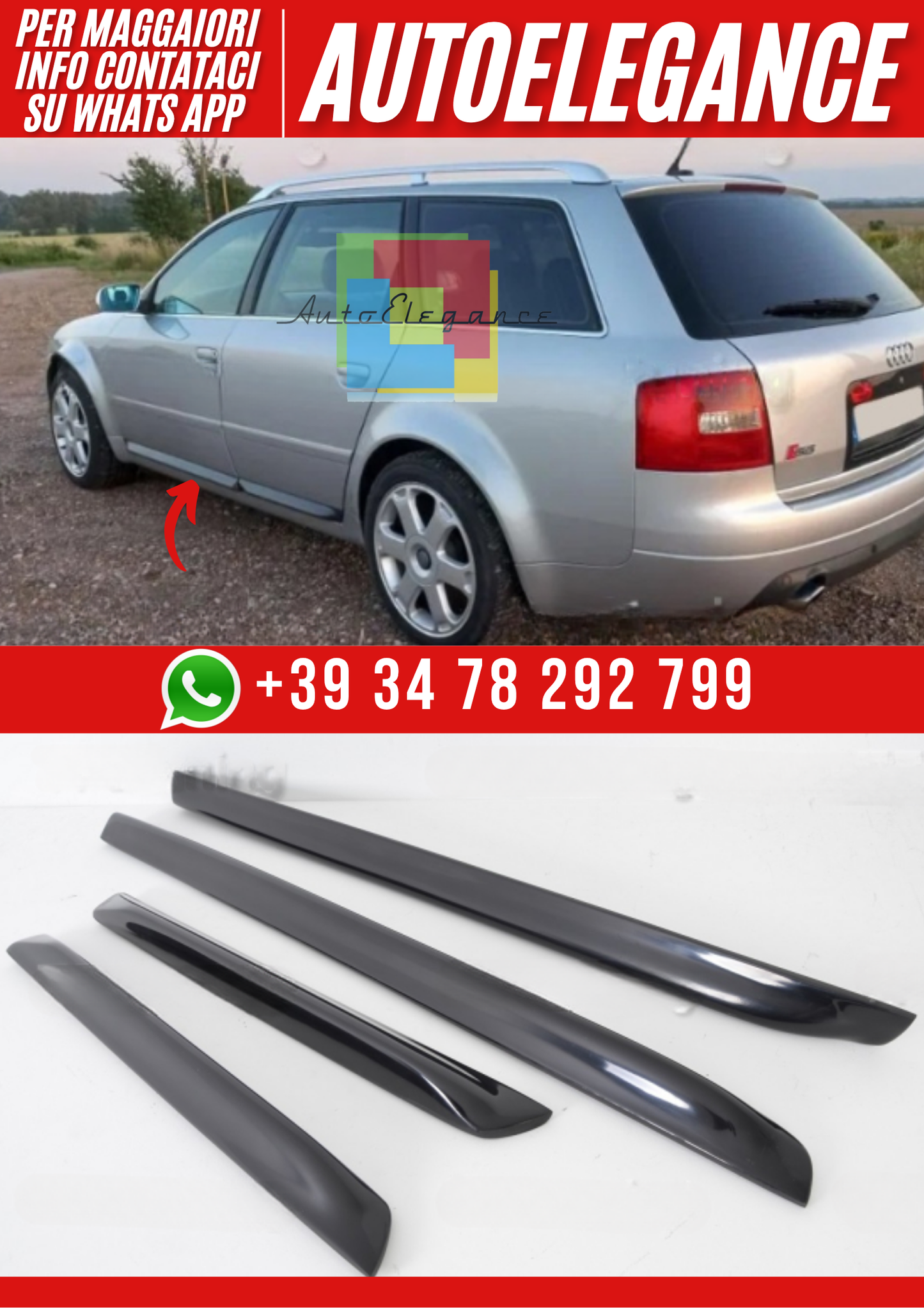 💕Profili Sottoporta Compatibili con Audi A6 C5 Avant (1997–2005)💕