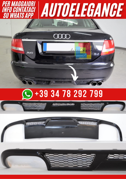 💕Diffusore posteriore paraurti per Audi A6 C6 Berlina 2004–2009 – Look RS6 v2💕