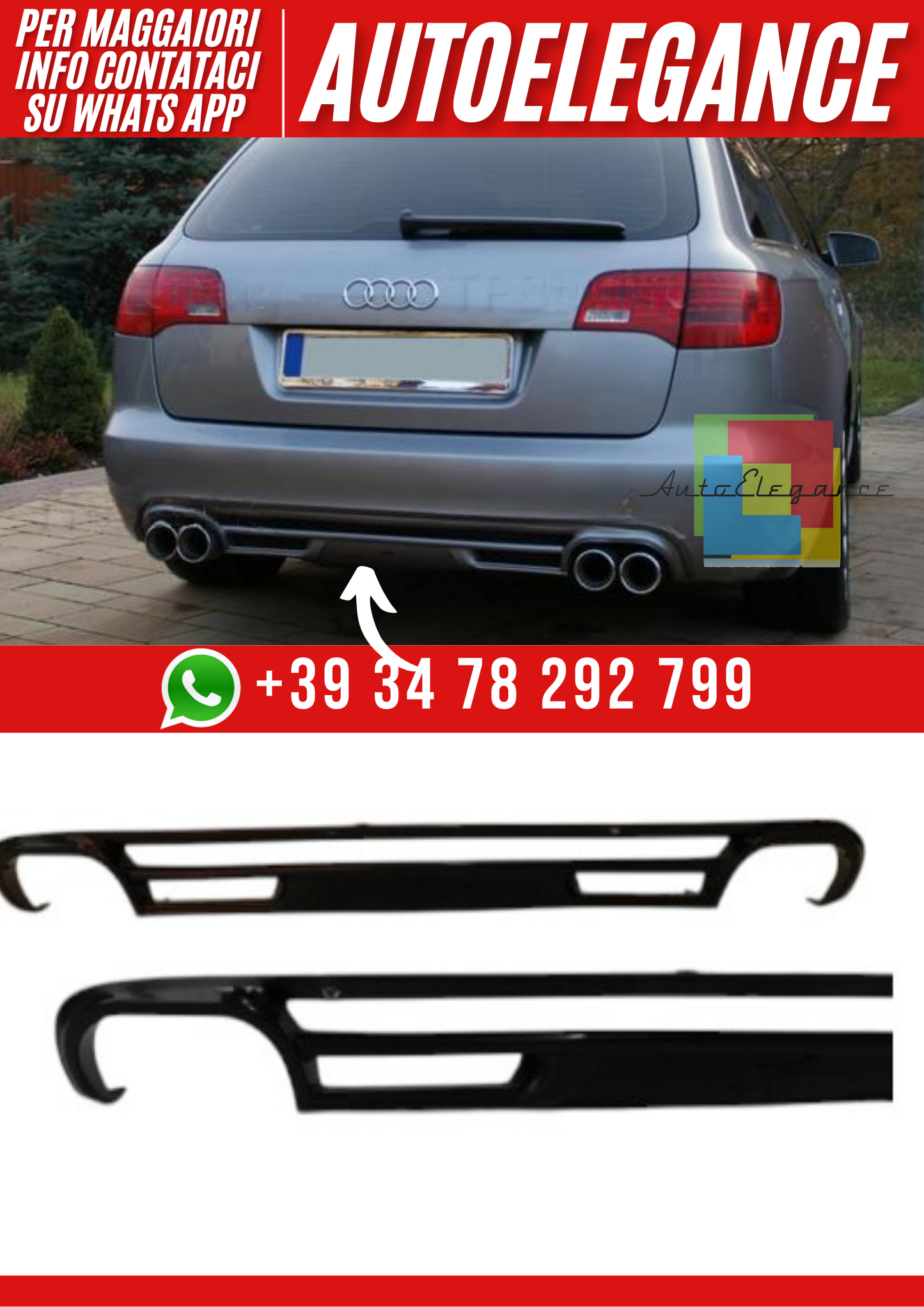 💕Diffusore paraurti posteriore A6 C6 Avant 2005-2009 ver 2💕