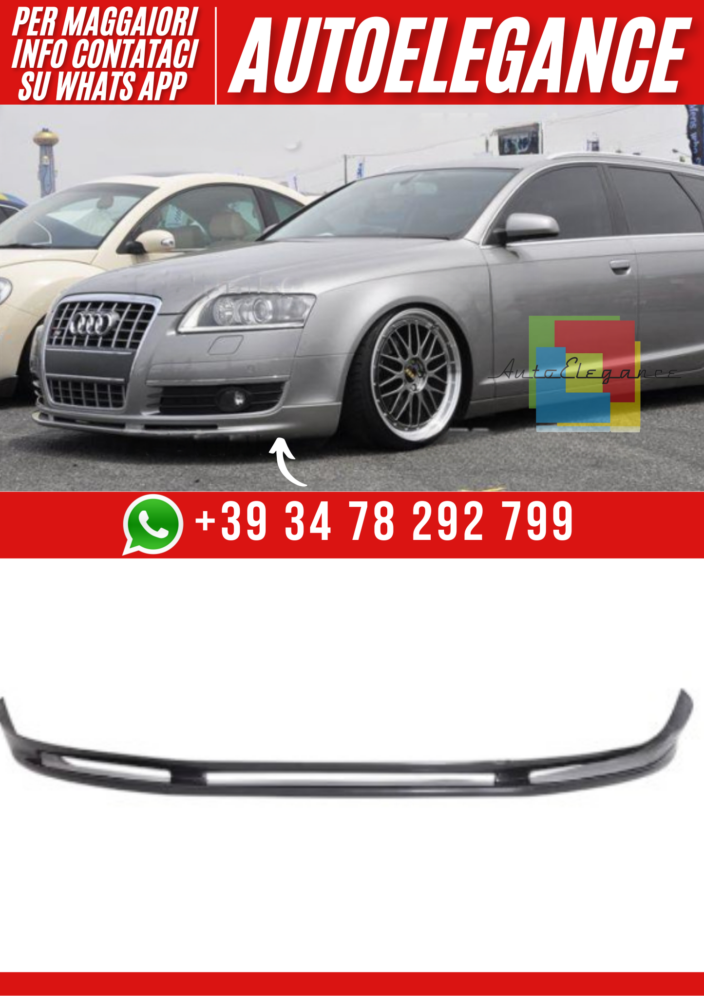 💕Splitter Anteriore compatibile con Audi A6 C6 Avant 2004–2009 – Versione 1💕