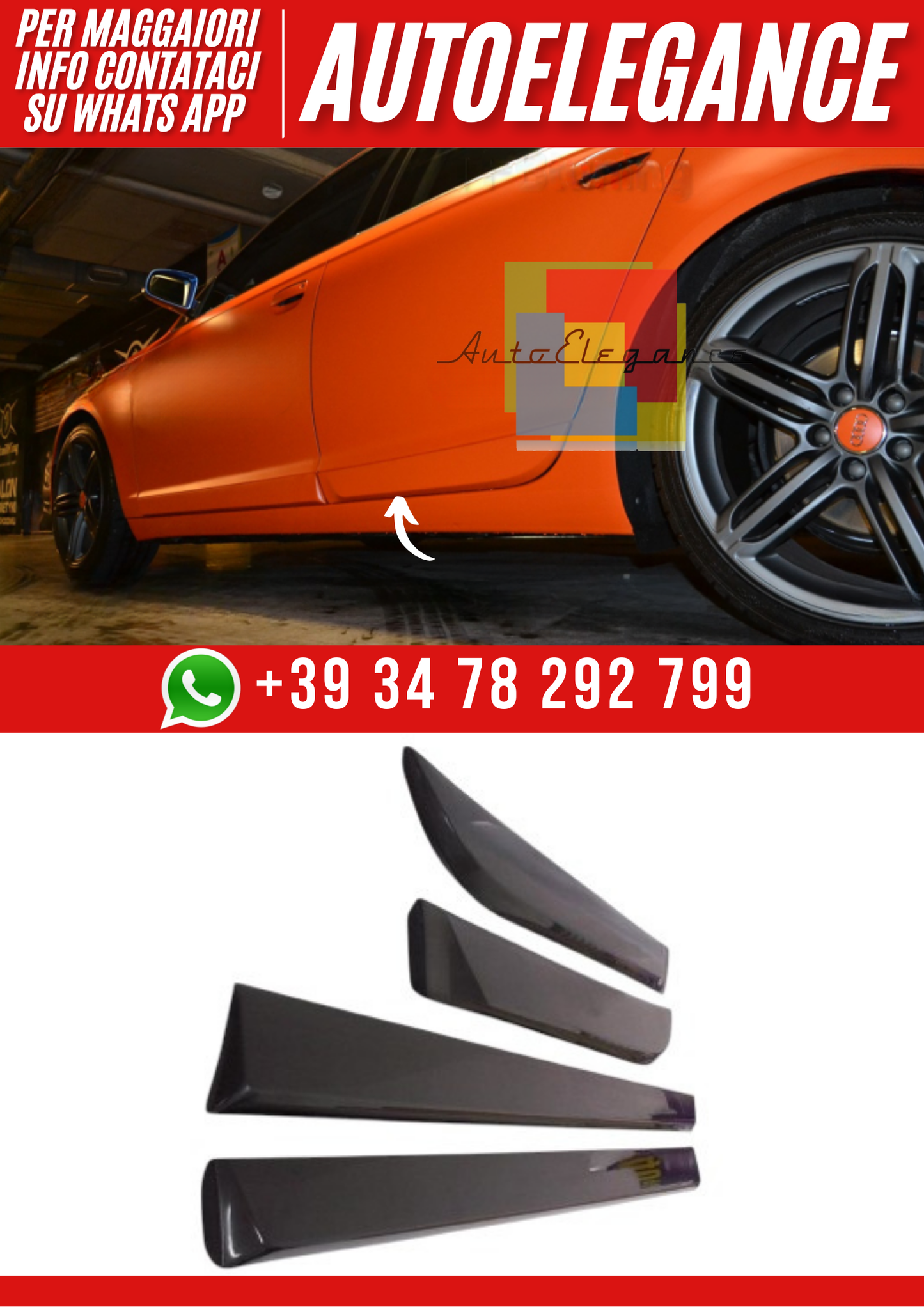 💕Minigonne Laterali Estese per AUDI A6 C6 2004–2009 – Profili Sottoporta💕