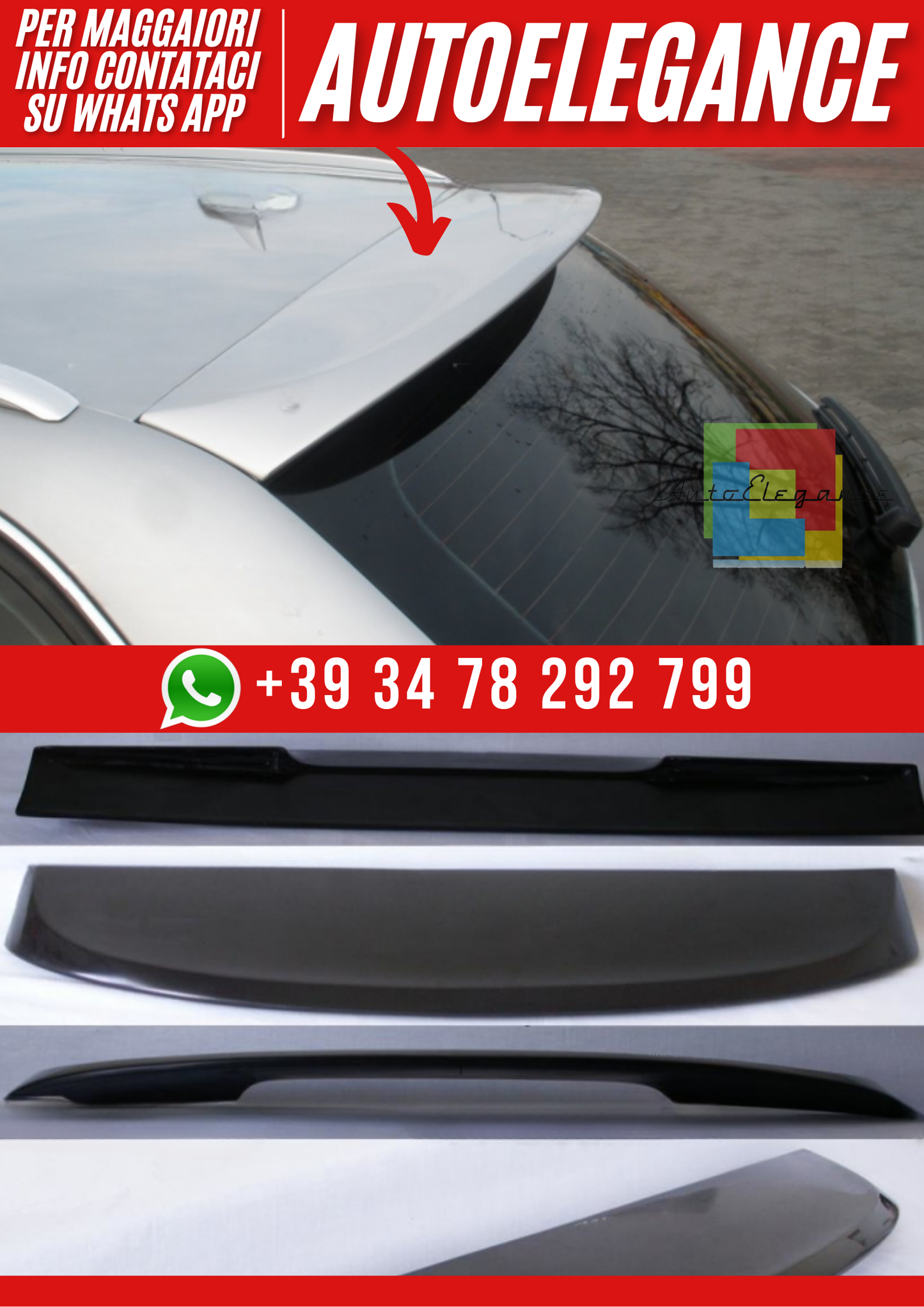 💕Spoiler Tetto/Finestrino Posteriore per AUDI A6 C6 Avant 2005–2009 – Ver 2💕