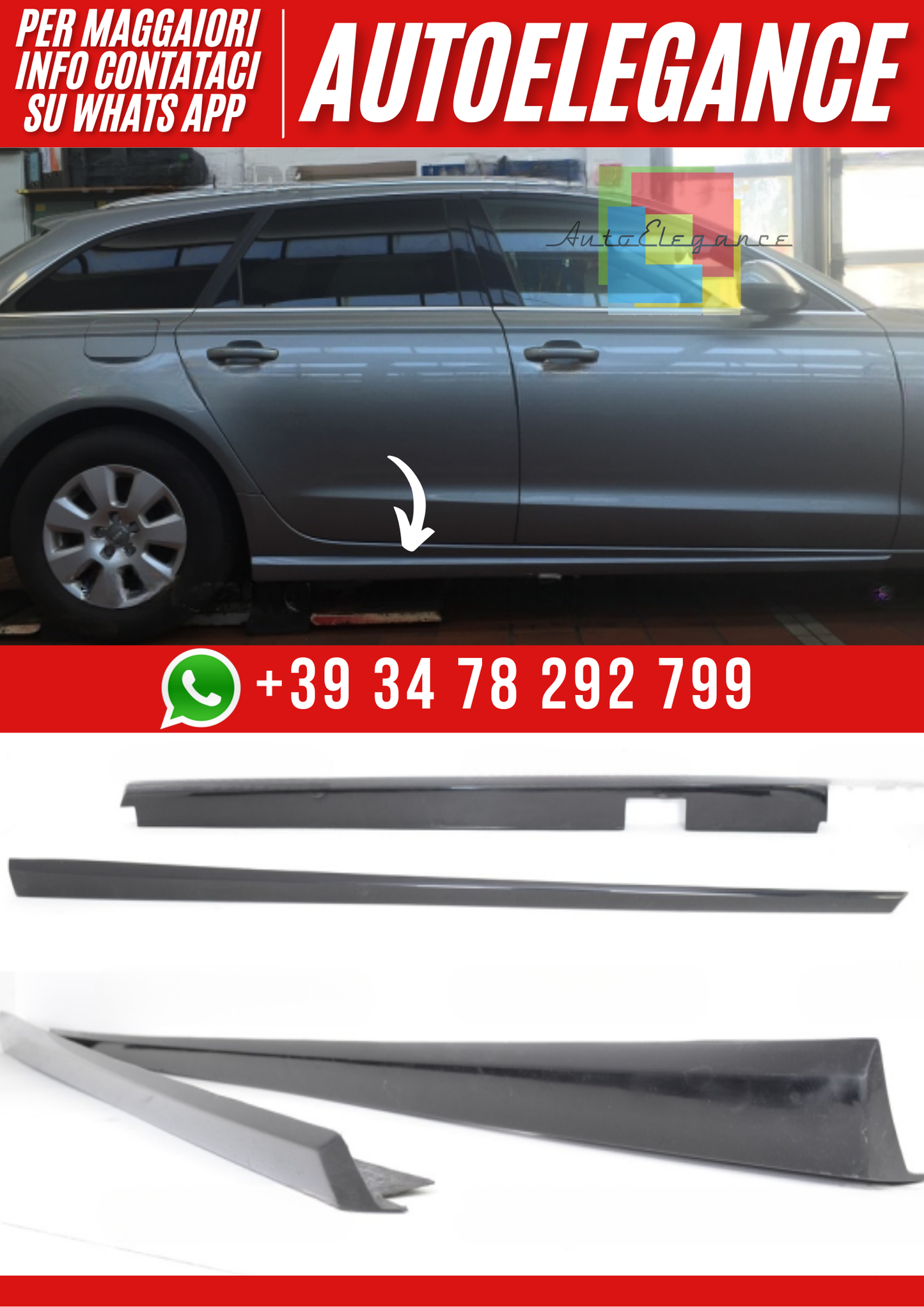 💕Minigonne Laterali Spoiler per Audi A6 C7 Avant/Berlina 2011–2014💕