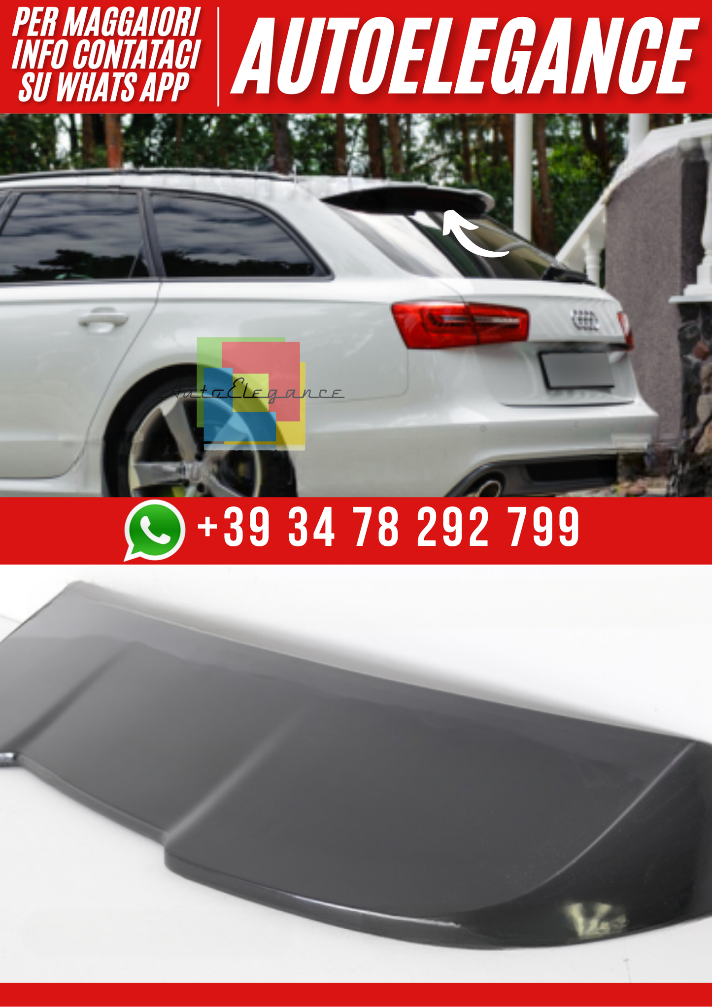 💕Spoiler Tetto per Audi A6 C7 Avant 2011–2014 (Versione 1)💕