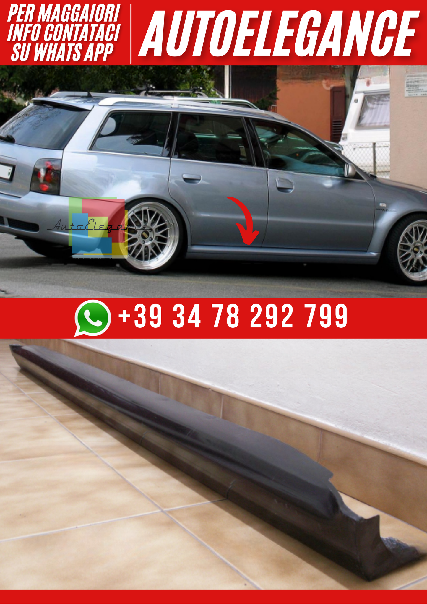 💕Minigonne Laterali Spoiler – Audi RS4 B5 Avant (1999–2001)💕