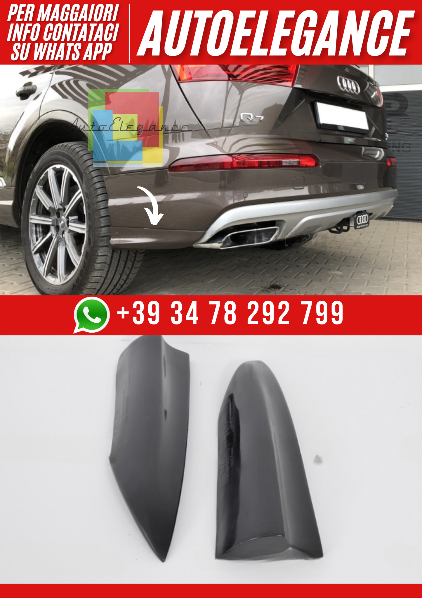 💕 Splitter Flaps Paraurti  Posteriore Audi Q7 4M (2015–2019)💕