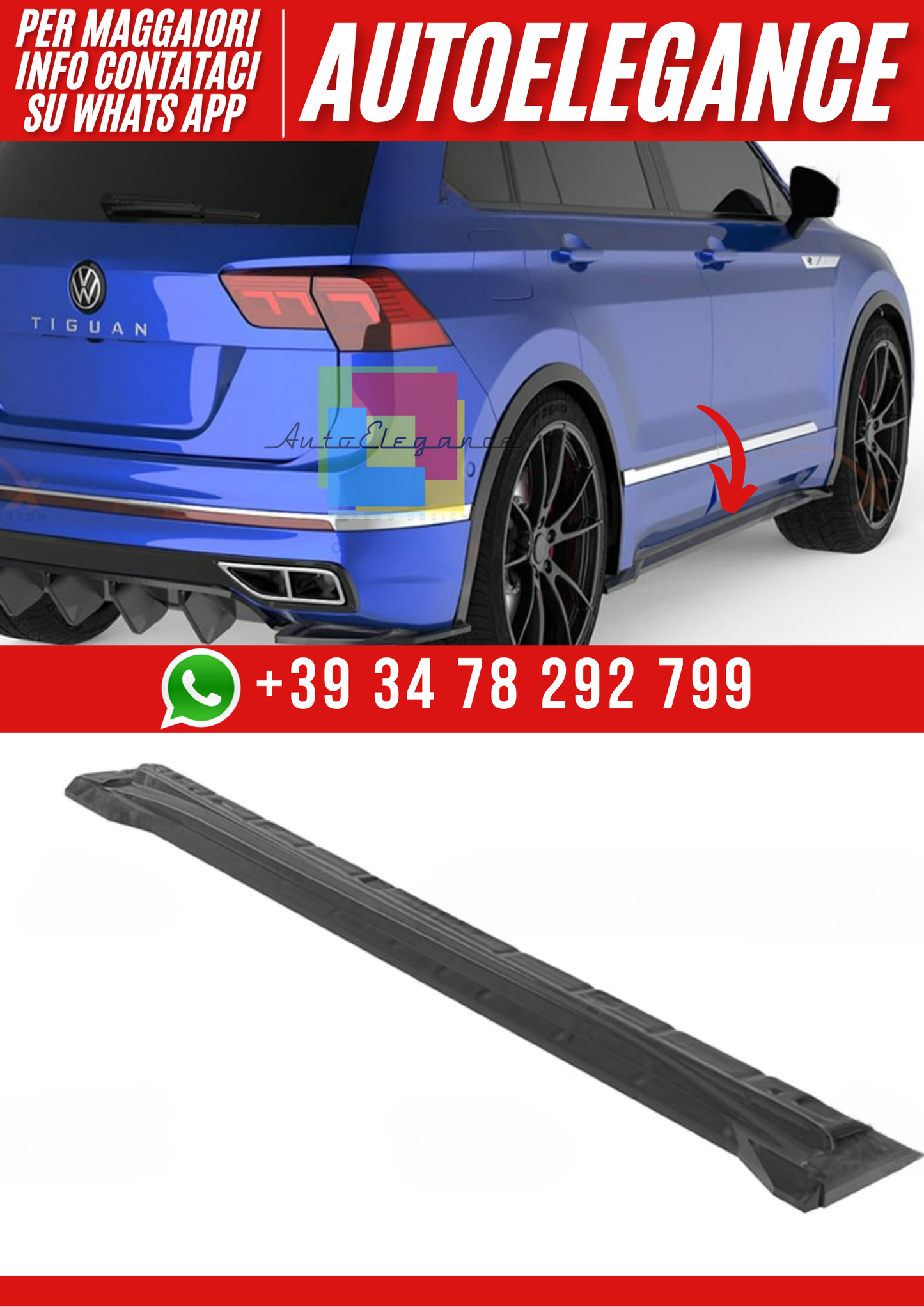 💕Sotto minigonne  VW Tiguan Mk2 FL 2020+ nero lucido💕