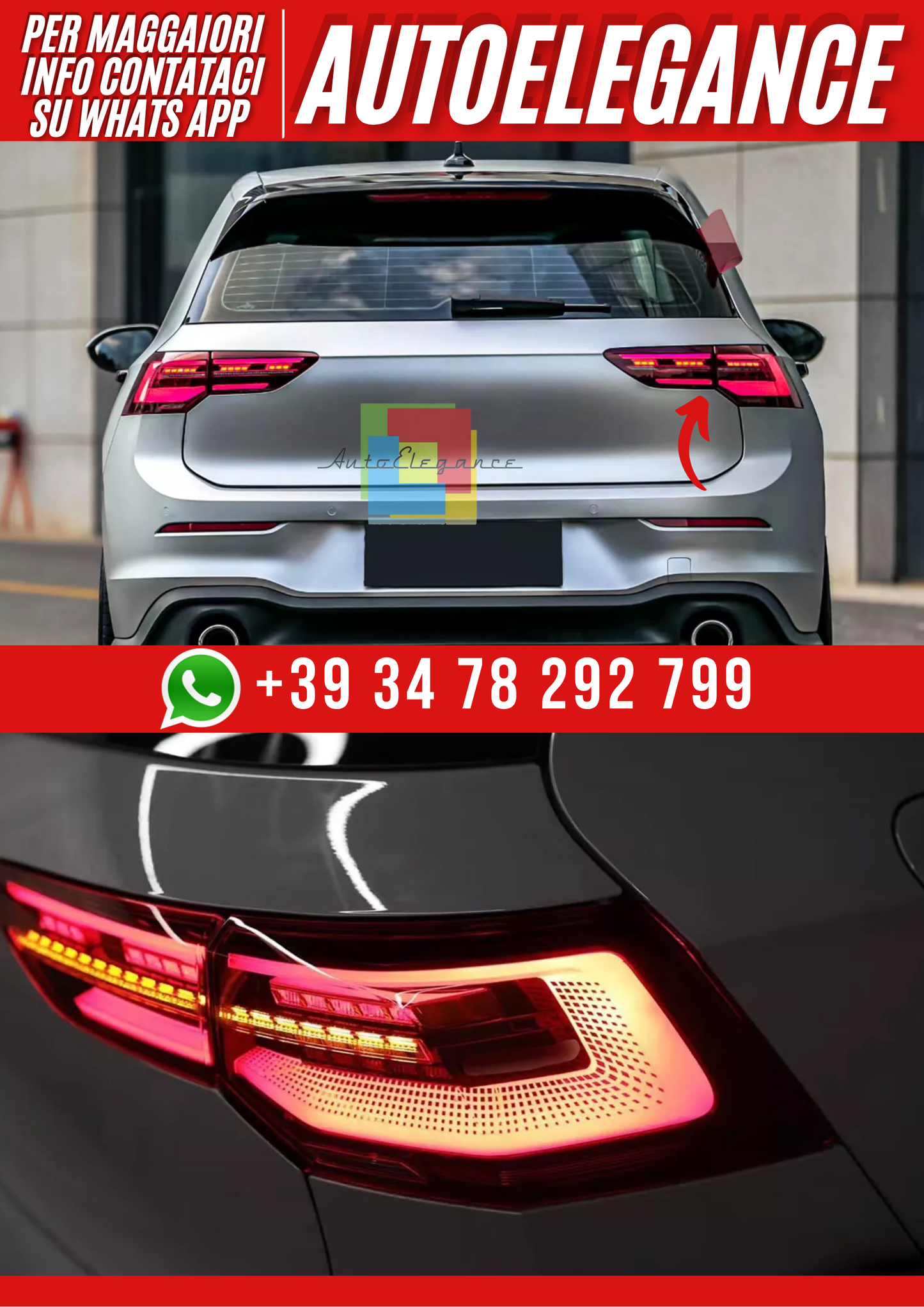 💕Luci posteriori dinamiche OLED luci posteriori rosse adatte per VW GOLF MK8 2020+ 💕