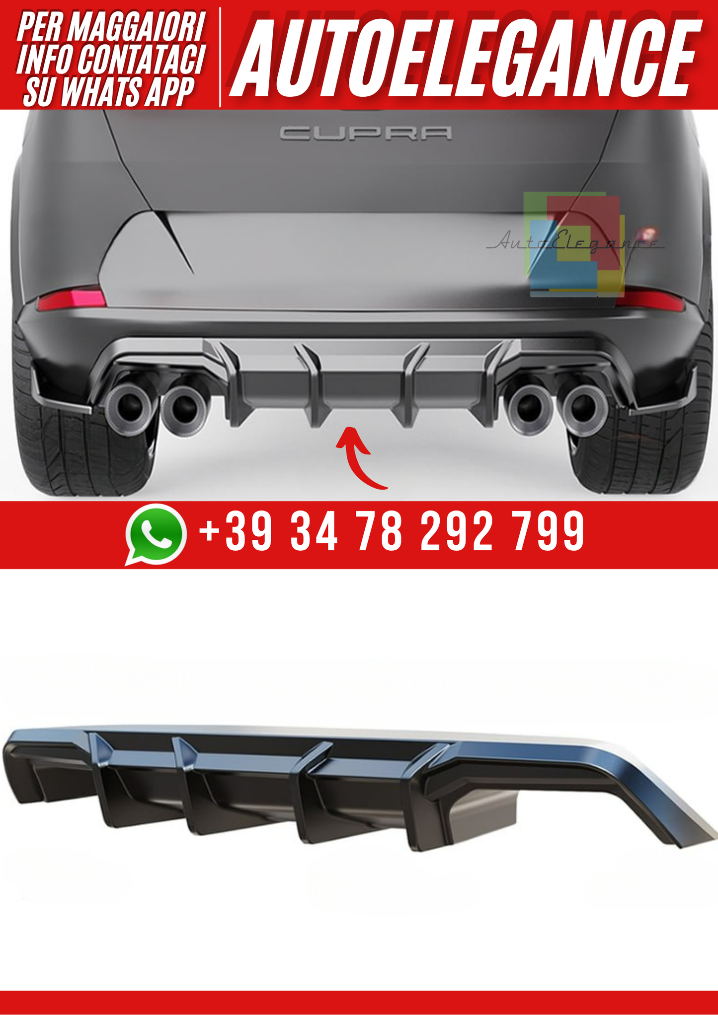 💕Diffusore Seat Cupra Formentor Mk1 2020+ - Diffuser/Rear nero lucido💕