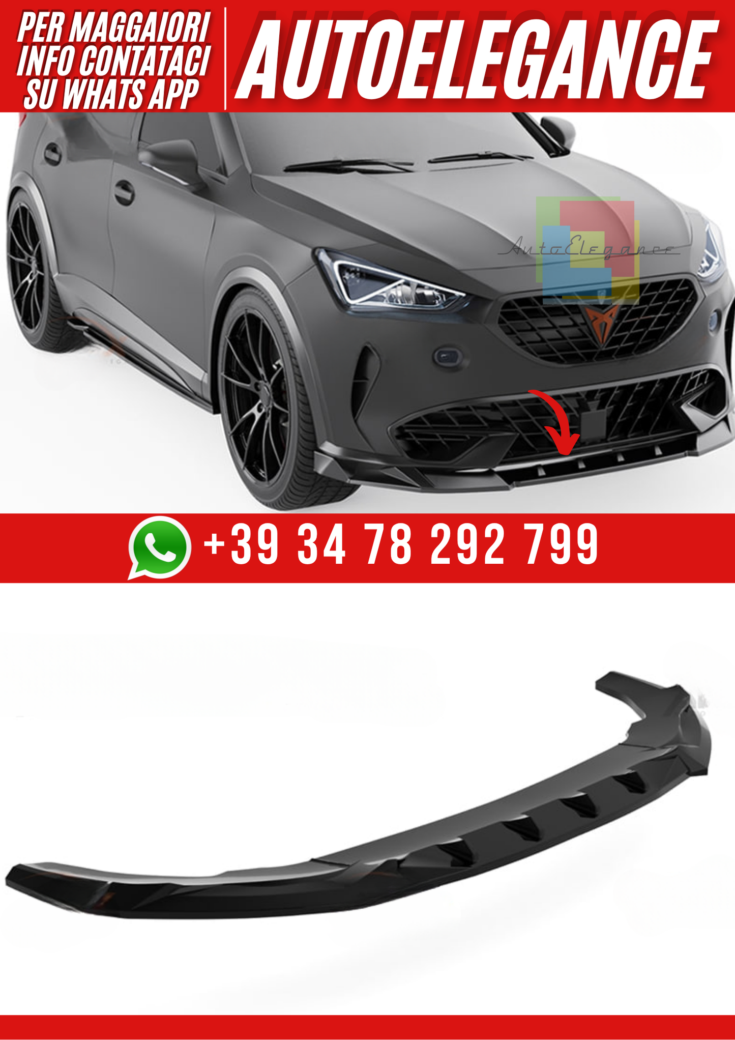 💕Splitter Seat Cupra Formentor Mk1 2020+ - Bumper Splitter Front, nero lucido💕