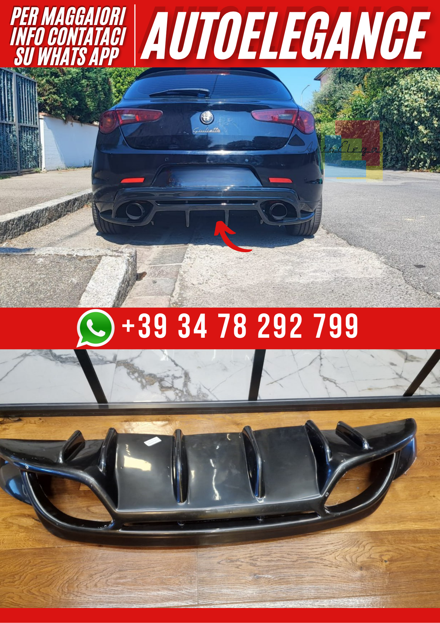 💕Diffusore look quadrifoglio Alfa Romeo Giulietta💕