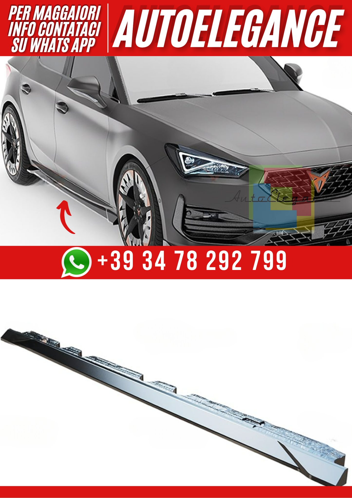 💕Sotto minigonne Seat Cupra Leon Mk1 2020+ - Skirt Extension Side Lower 💕