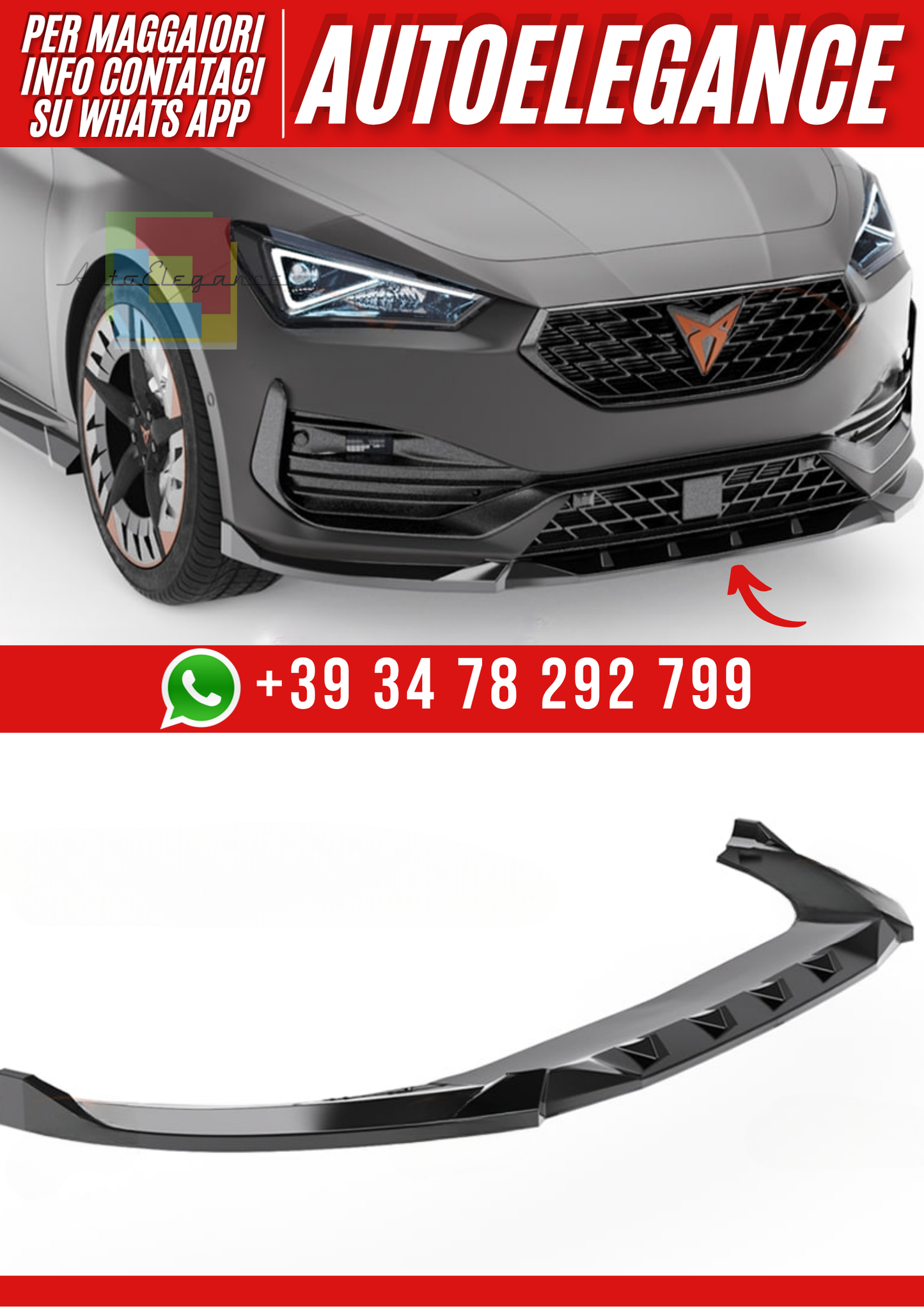 💕Splitter Seat Cupra Leon Mk1 2020+ - Bumper Splitter Front, A Pex Cupra  💕