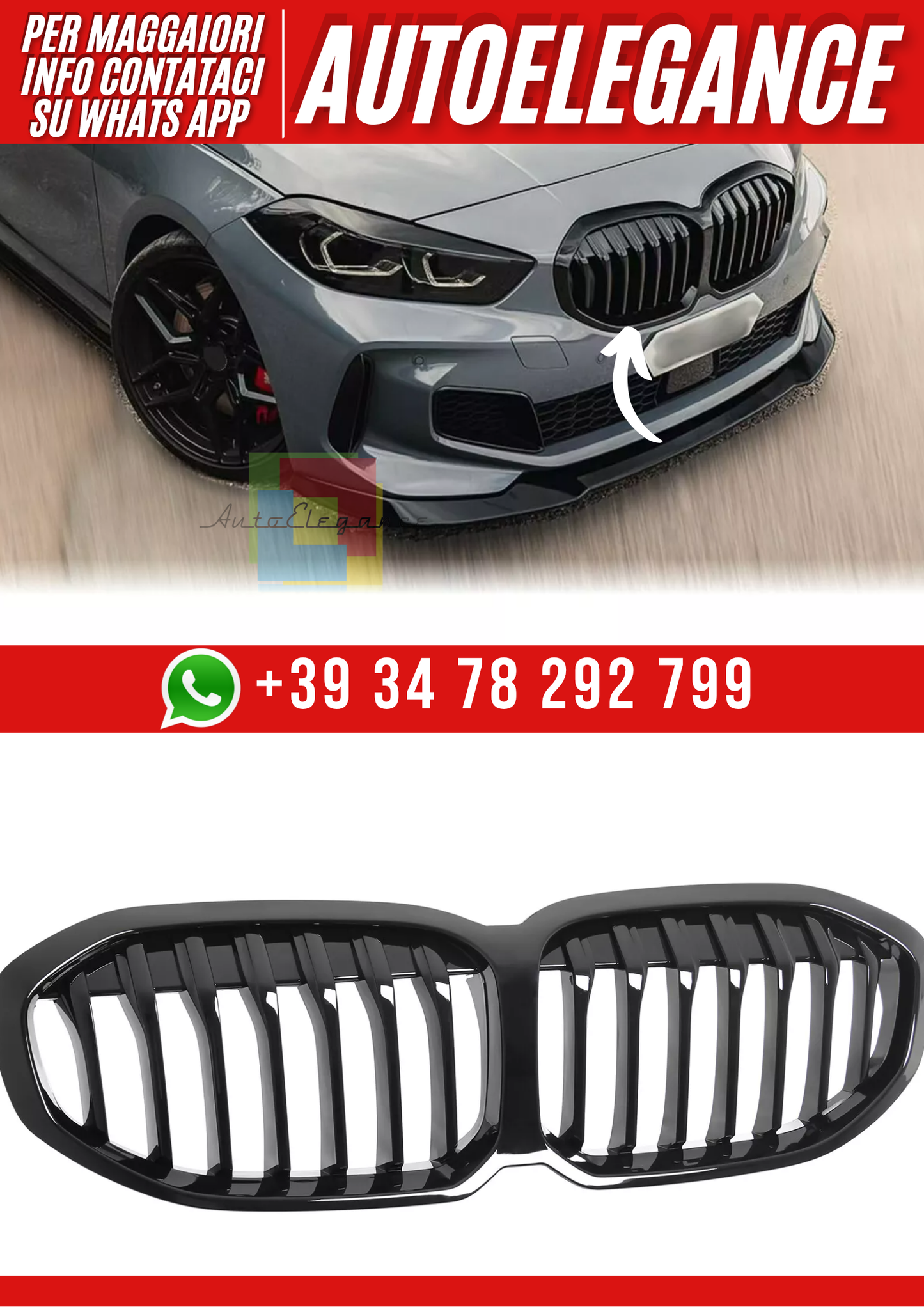 💕Griglia rene griglia radiatore ponte singolo adatto per BMW Serie 1 F40 💕