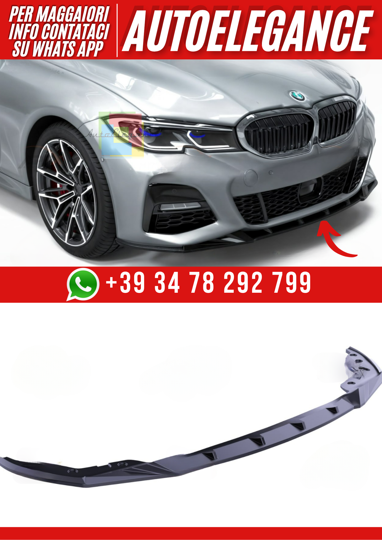 💕Splitter BMW G20 2019+ - Bumper Splitter/Front, A Pex M Pack Nero lucido💕