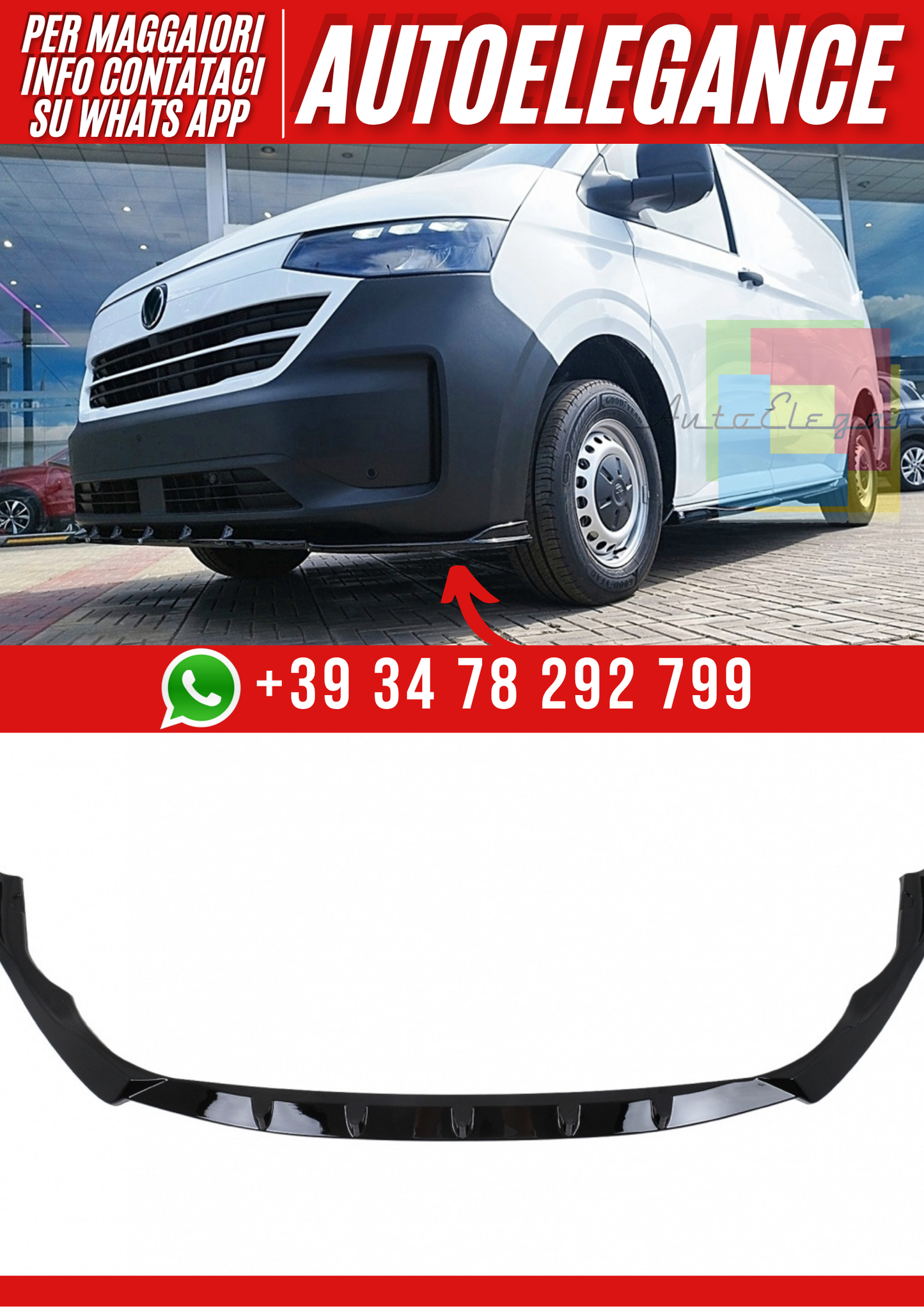 💕Front Bumper Spoiler Lip suitable for VW Transporter T7 (2024-up) V2💕