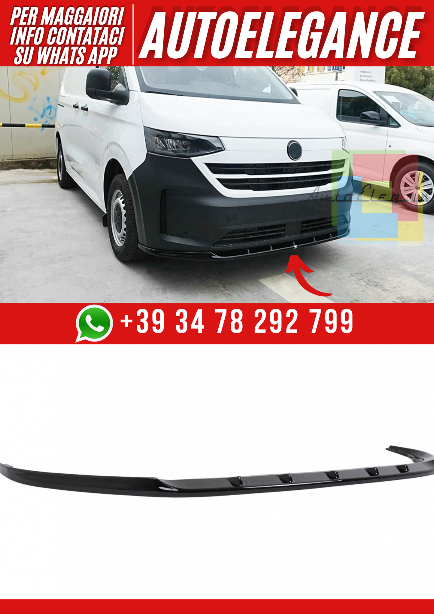 💕Spoiler paraurti anteriore adatto per VW Transporter T7 (2024-up) V1💕
