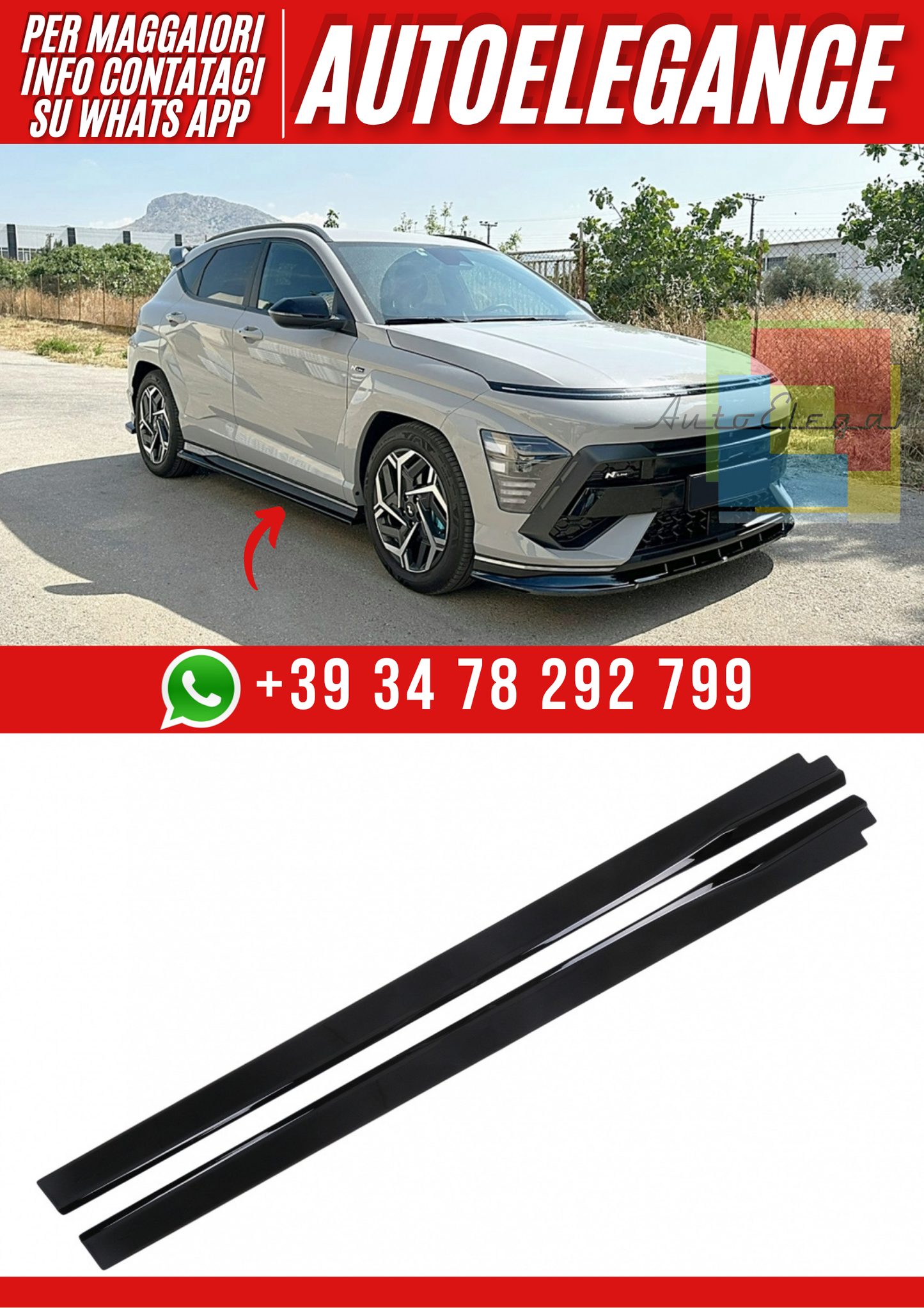 💕Minigonne laterali adatte per Hyundai Kona N-Line Mk2 (2023-)💕