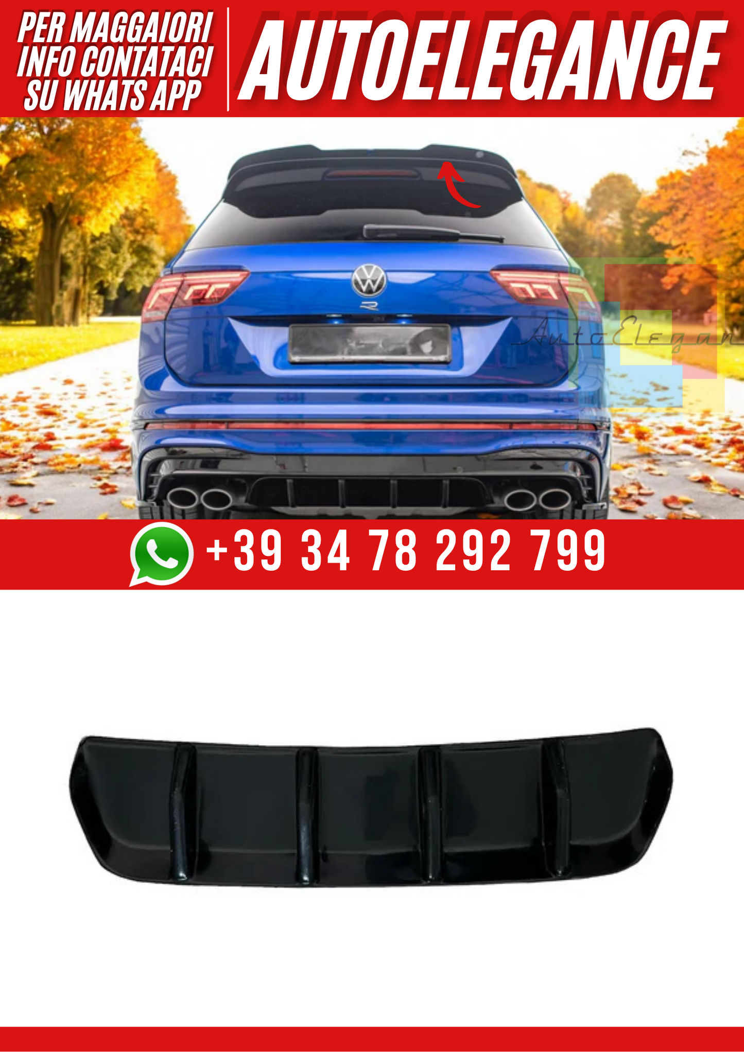 💕DIFFUSORE ADATTO PER VW Tiguan R Mk2 Facelift 2020+💕