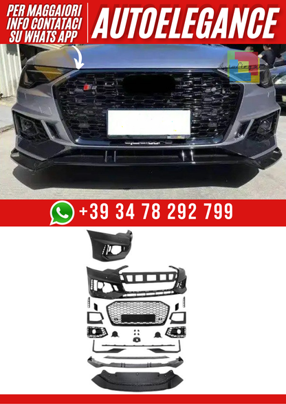 💕PARAURTI ANTERIORE ADATTO PER AUDI A6 C8 LOOK RS6 + SPLIITER💕