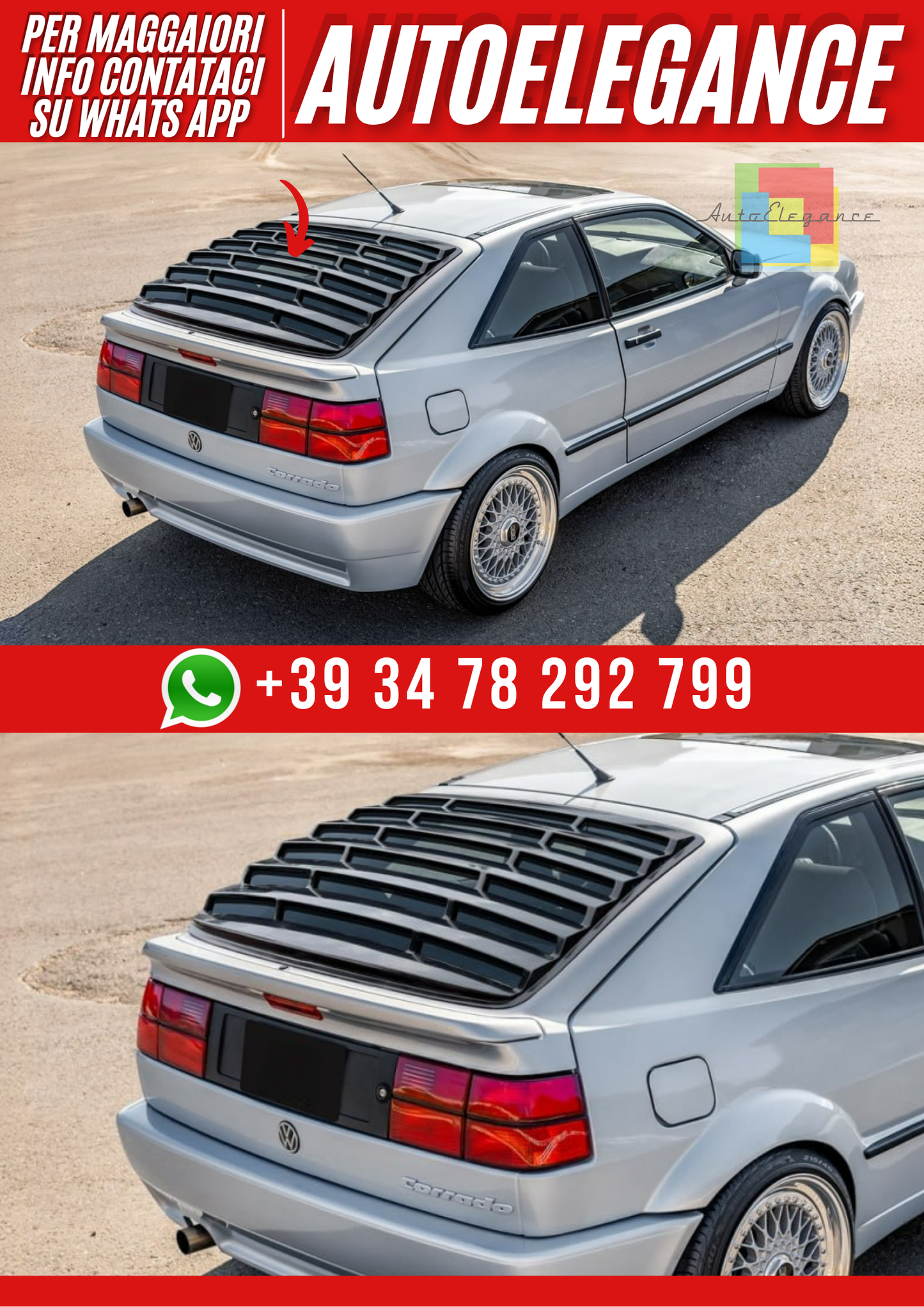 💕Louver lunotto posteriore Volkswagen Corrado 53i 1988 - 1995 nero lucido💕