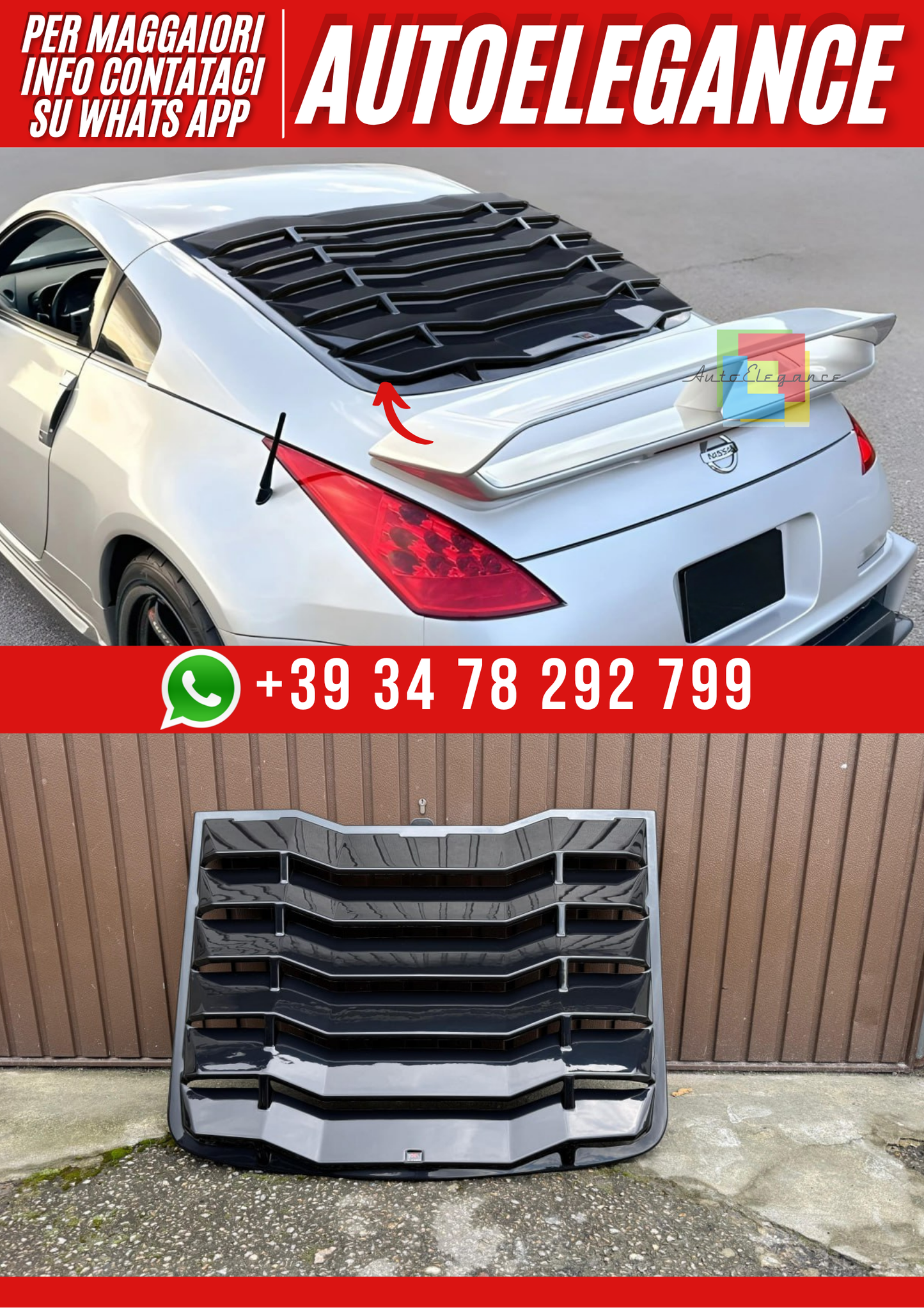 💕Louver lunotto posteriore nero lucido ABS per Nissan 350Z💕