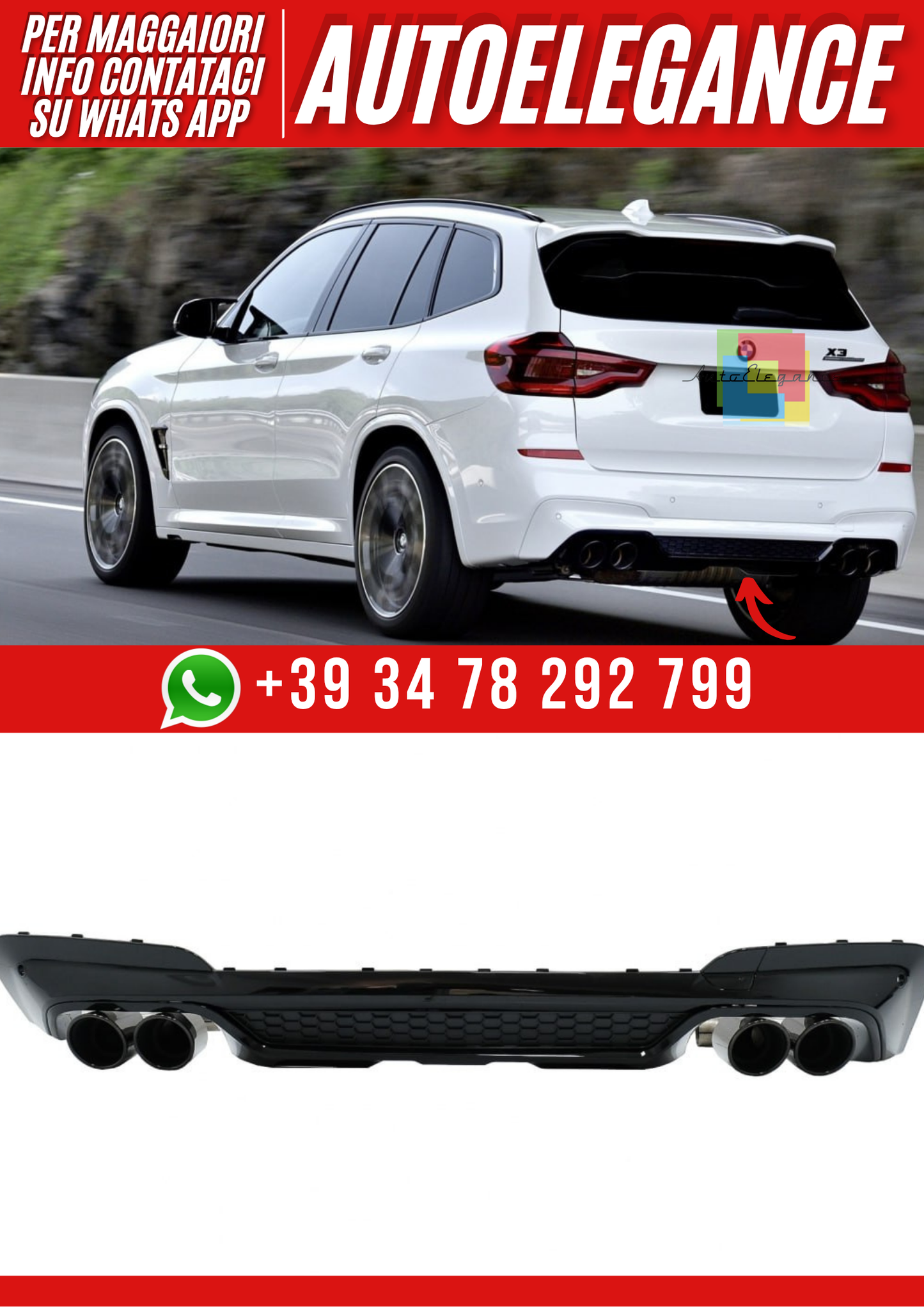 💕DIFFUSORE X3 G01 2018-2020 MSPORT NERO LUCIDO LOOK M💕