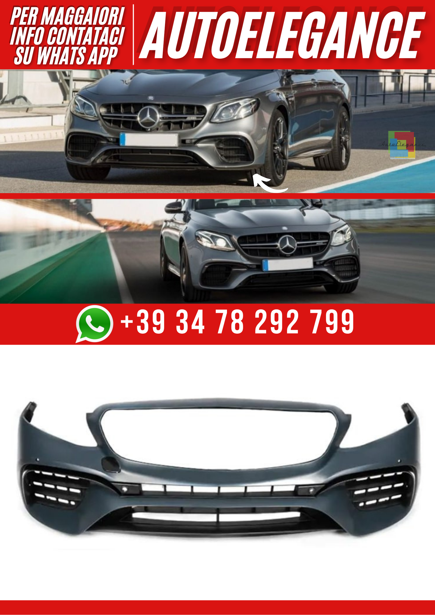 💕Paraurti anteriore Classe E W213 C238 2016-2018 look E63 ZMG💕