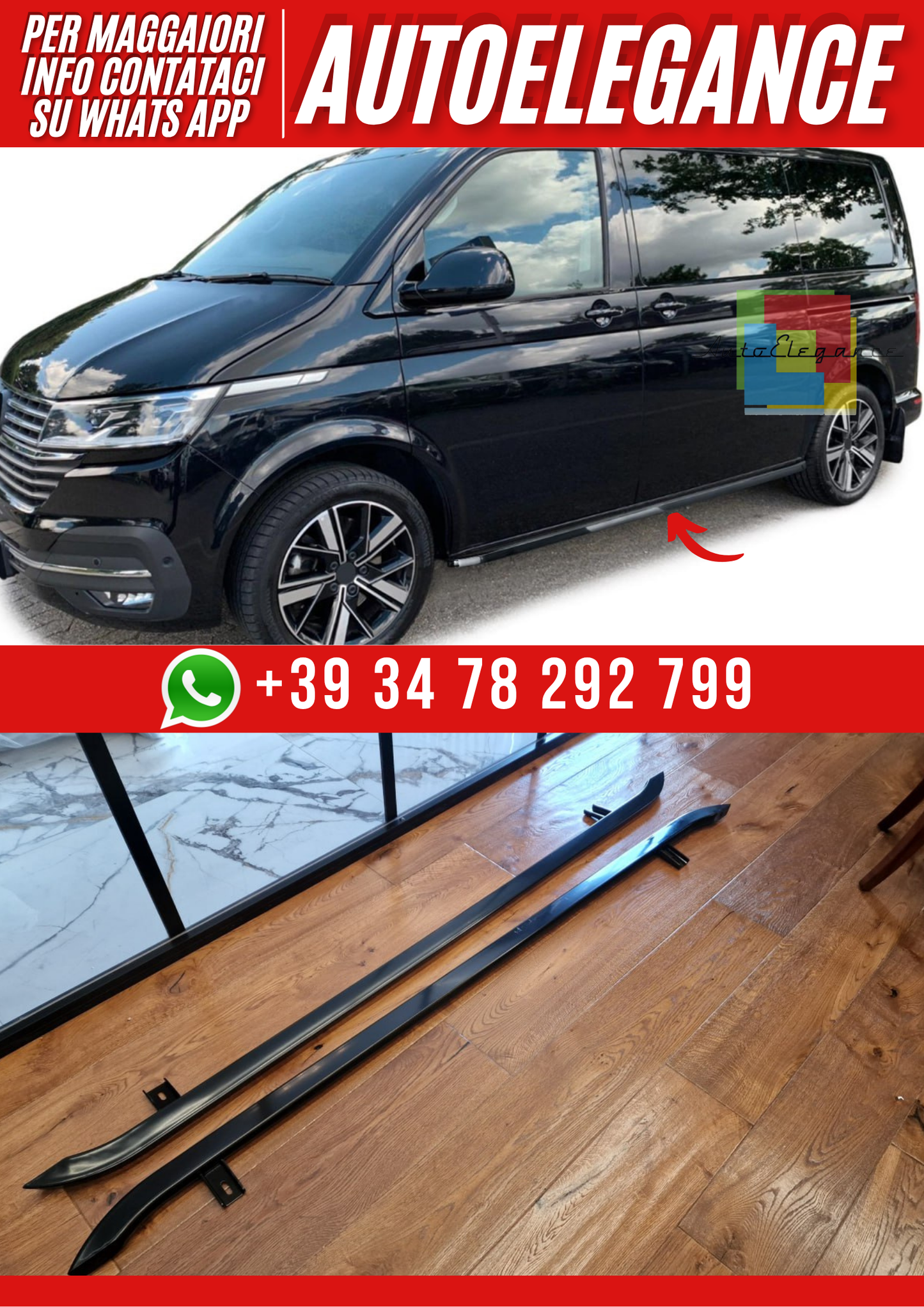 💕 Pedane adatte per VW T5 T6 T6.1 inox nero per passo corto 💕