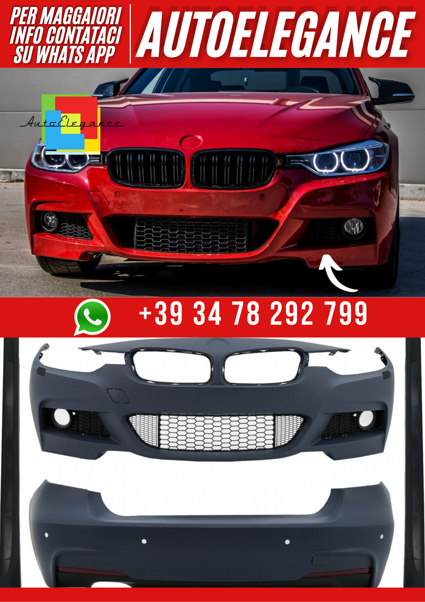 💕Bodykit  completo Kit F30 pacchetto M completo bmw serie 3 SOLO PER BERLINA 💕