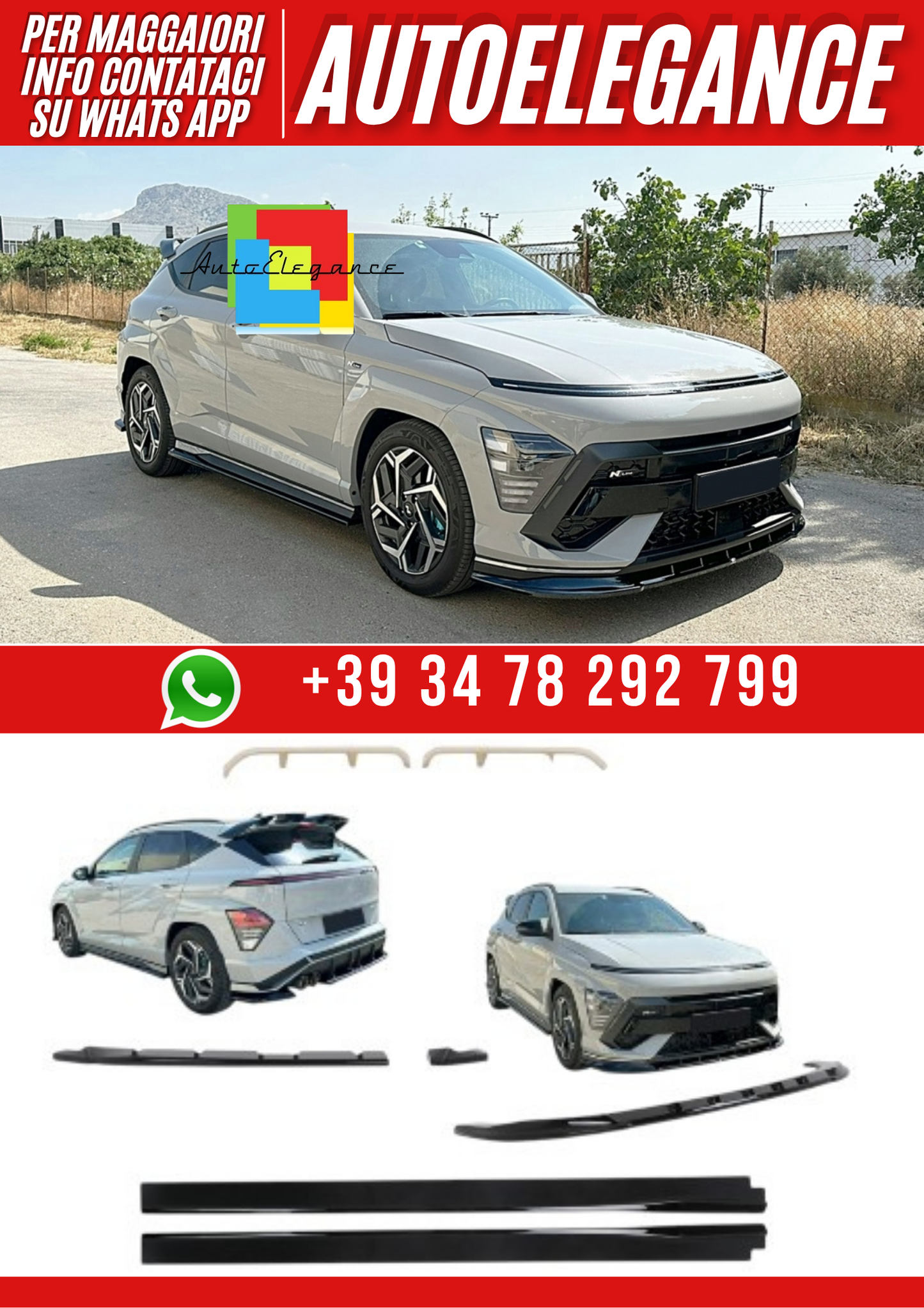💕Kit carrozzeria aerodinamico adatto per Hyundai Kona N-Line Mk2 (2023-)💕
