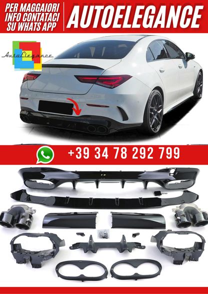 💕Diffusore Posteriore Sport con Terminali di Scarico Nero per Mercedes CLA 💕