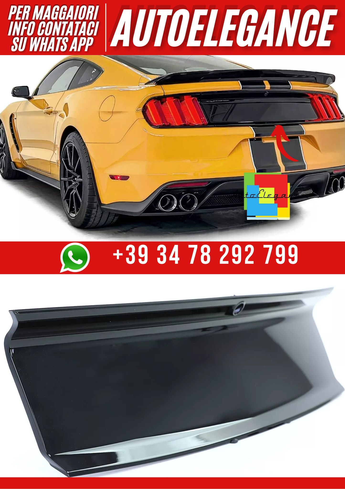 💕Coperchio Cofano Posteriore GT  per Ford Mustang 6 Coupe Cabrio 14-17💕
