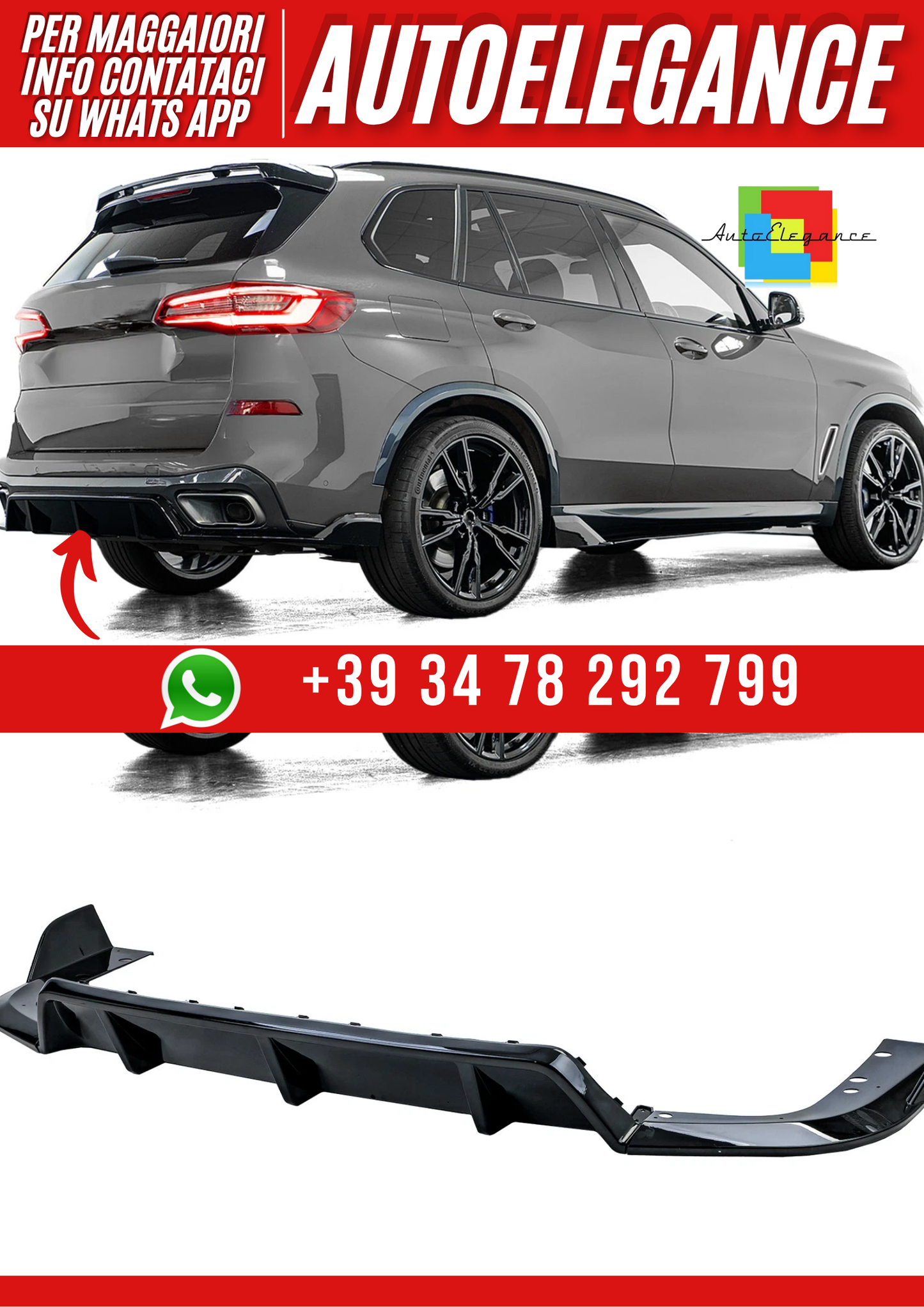 💕Diffusore posteriore Performance Nero lucido adatto per BMW X5 G05 dal 2019💕
