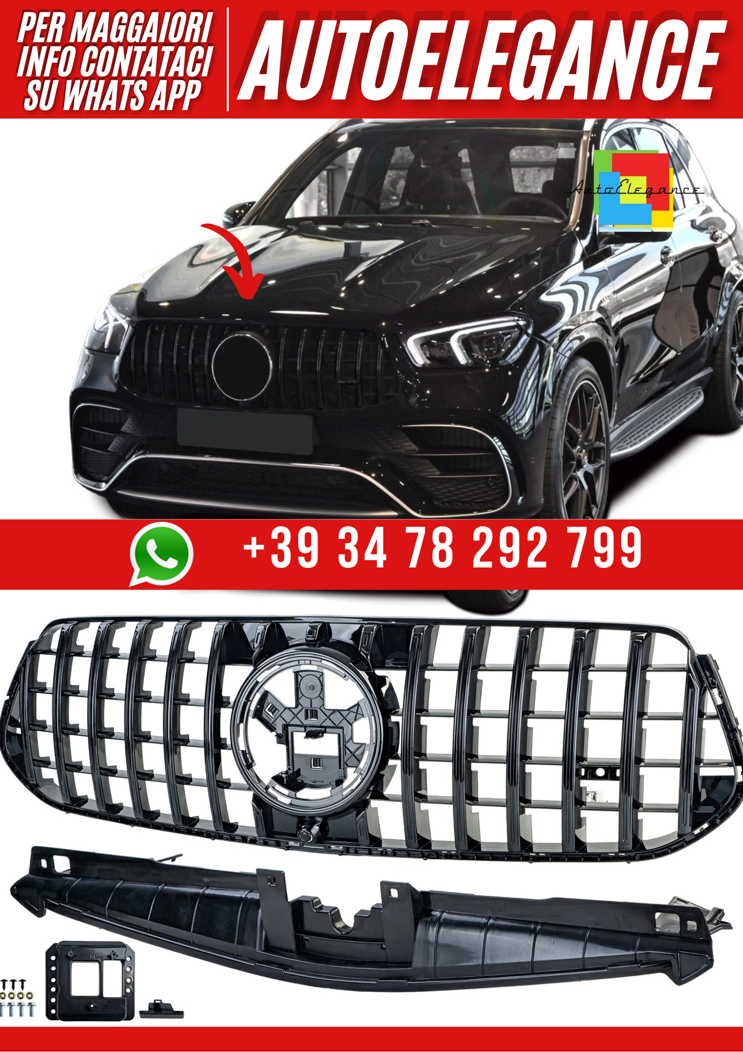 💕Griglia Sport Nero Lucido per Mercedes GLE V167 dal 2023💕
